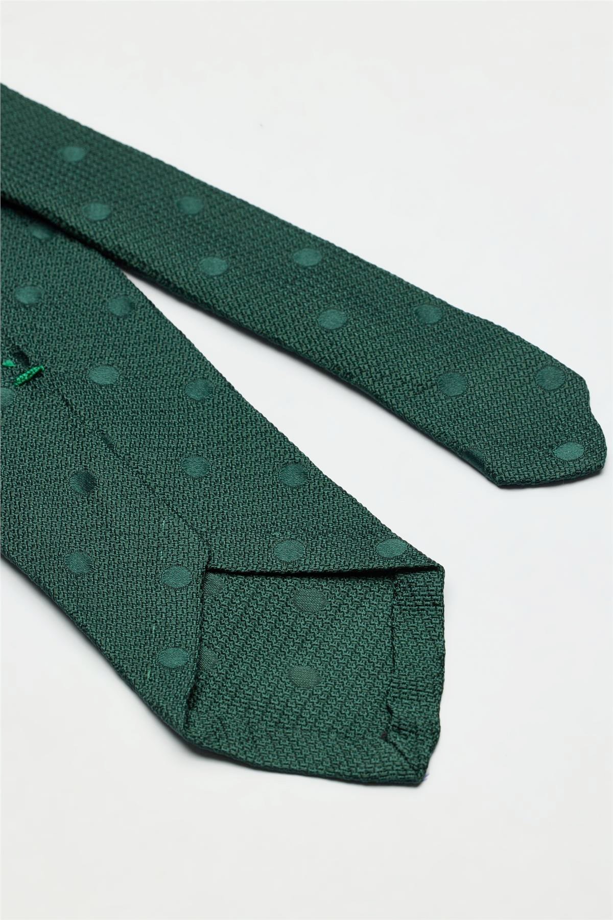 Yeşil Puantiyeli Garza İpek Kravat
