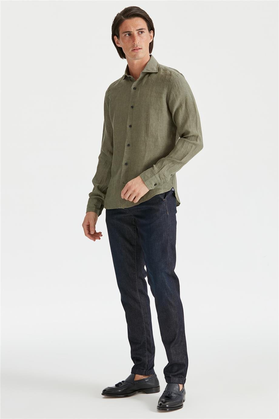 Green Color Linen Shirt