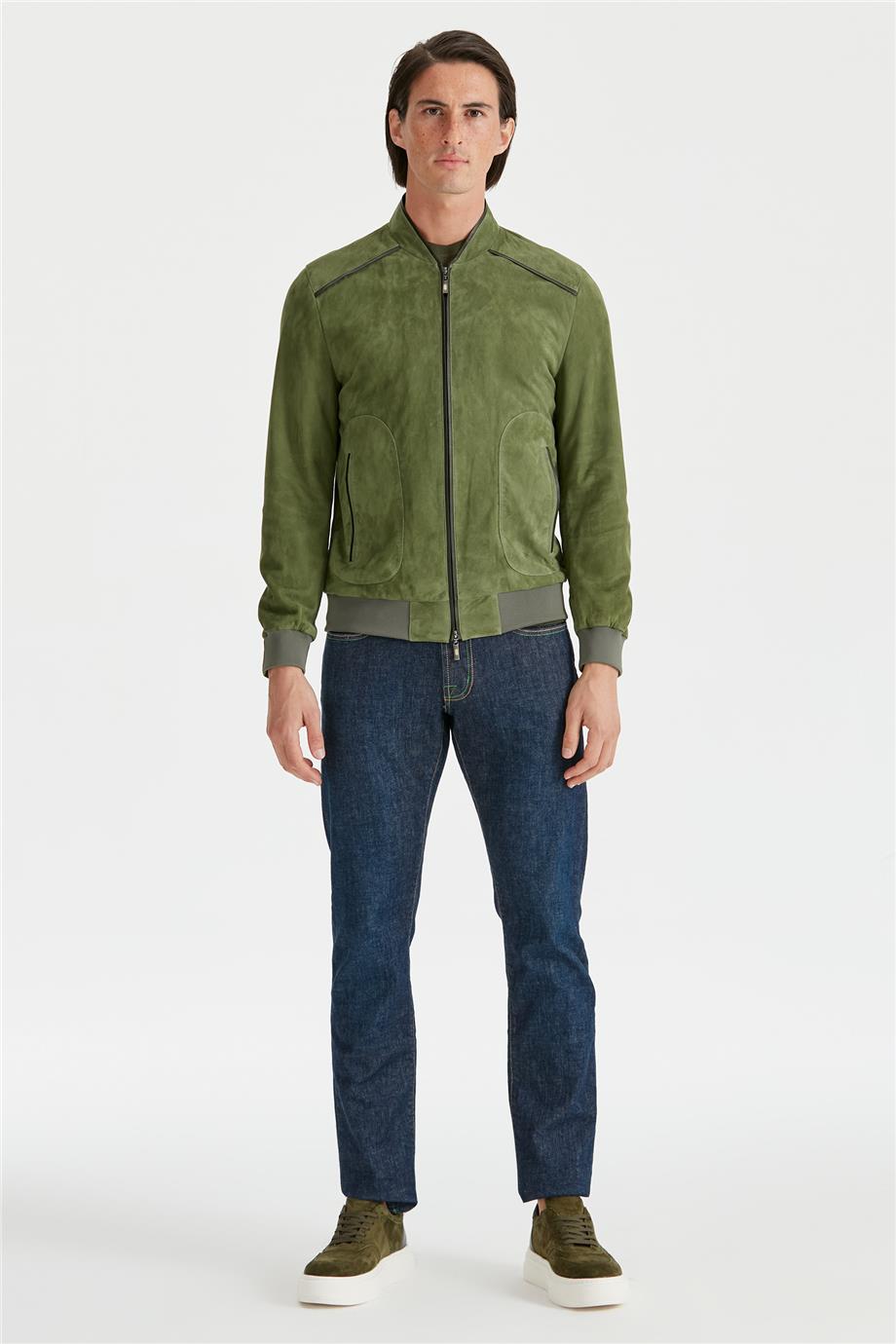 Yeşil Süet Erkek Mont 