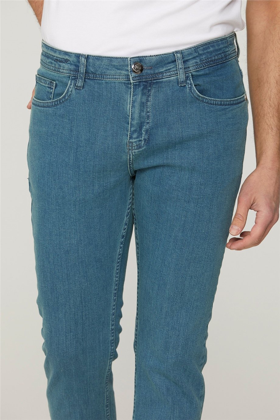 Yeşil Taşlamalı Jean Pantolon