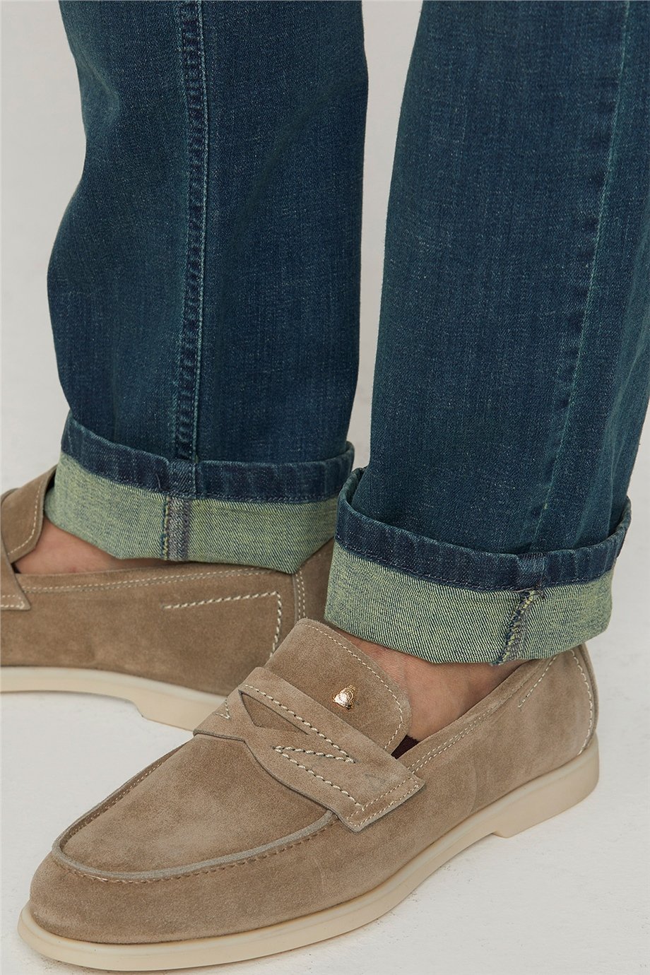 Yeşil Taşlamalı Jean Pantolon