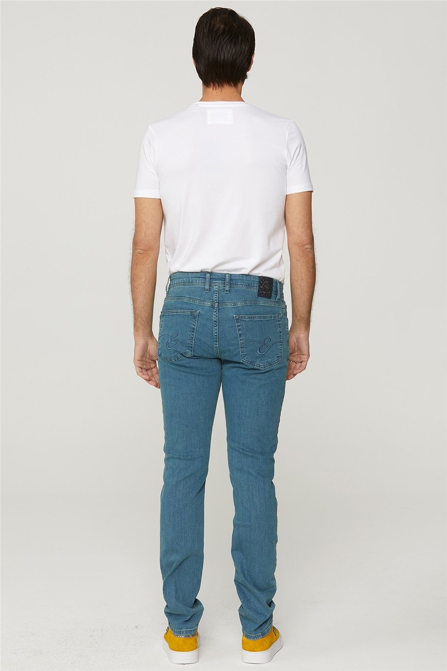 Yeşil Taşlamalı Jean Pantolon