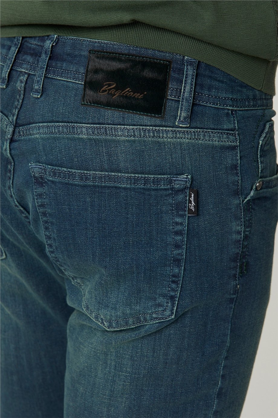 Yeşil Taşlamalı Jean Pantolon