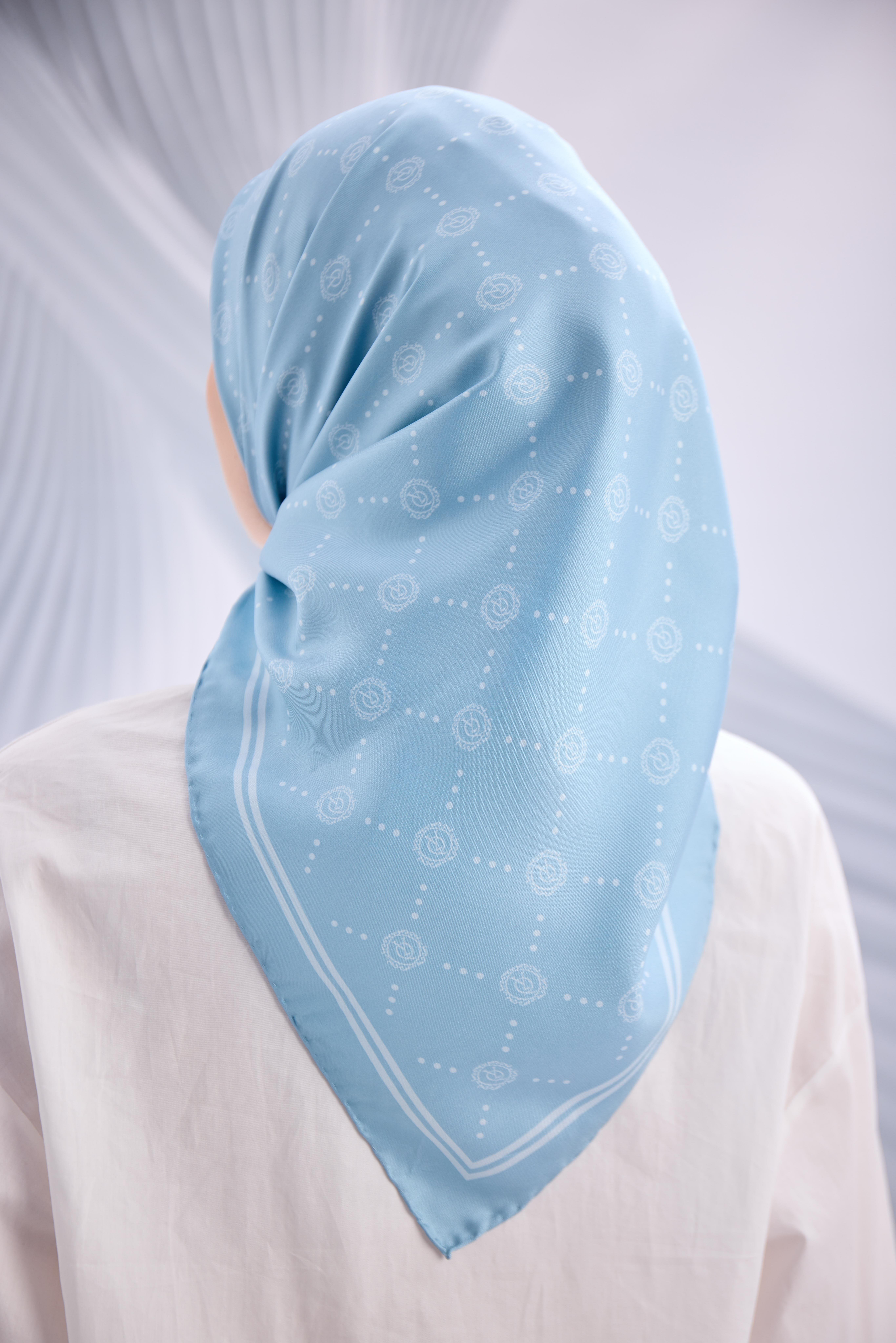 BEBE MAVİSİ TWİLL İPEK MONOGRAM EŞARP-YQ01003