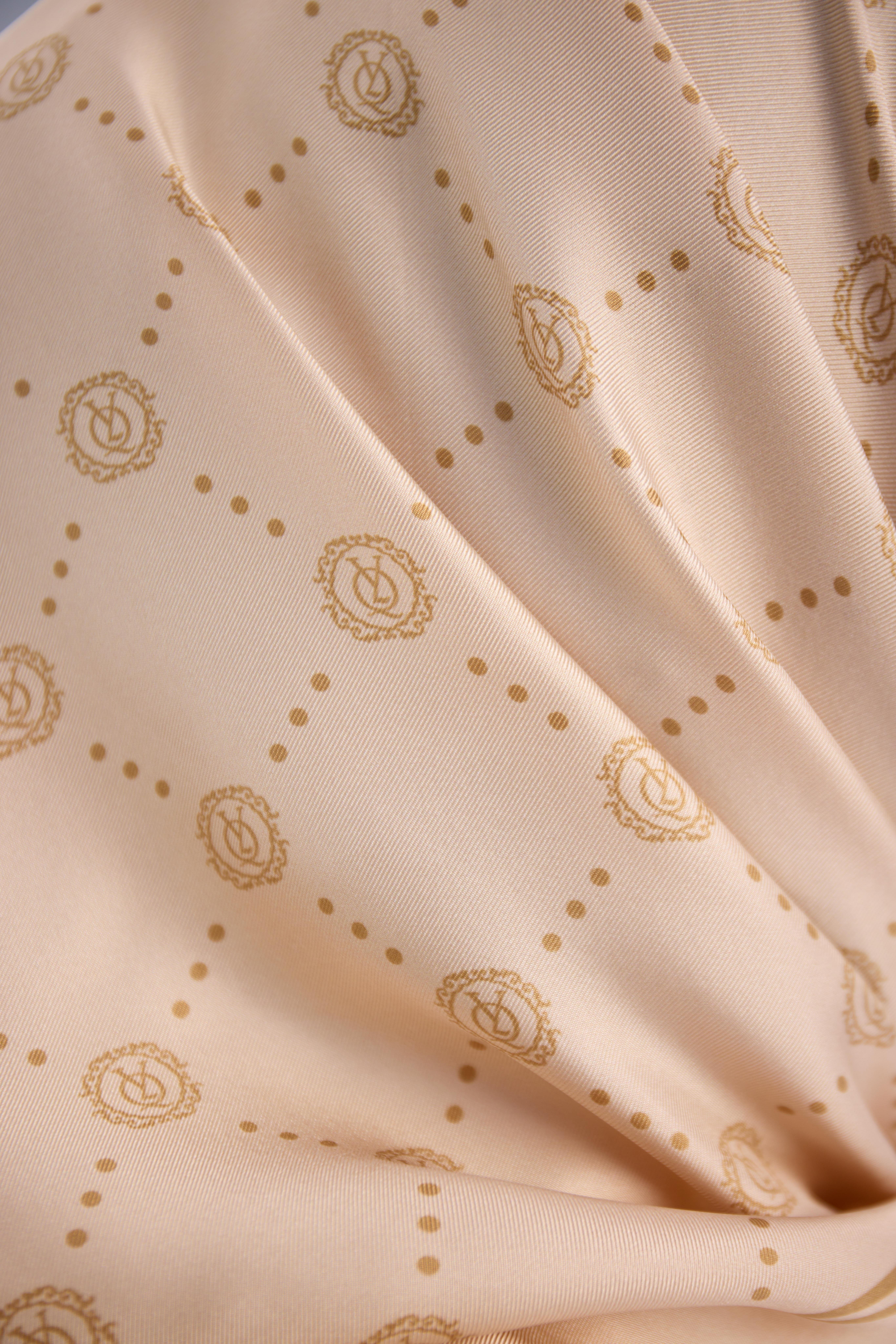 GOLD TWİLL İPEK MONOGRAM EŞARP-YQ01003
