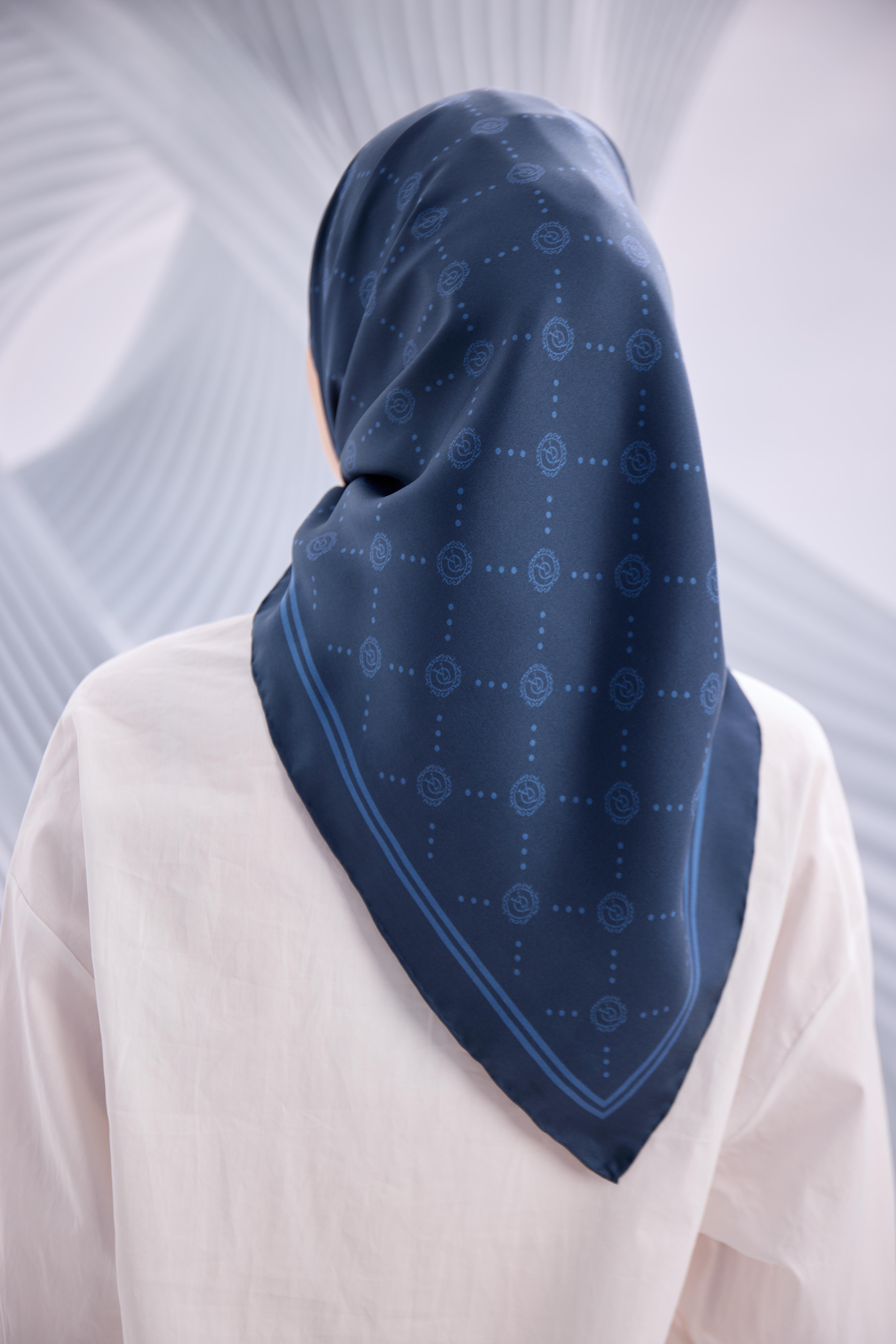 MAVİ TWİLL İPEK MONOGRAM EŞARP-YQ01003
