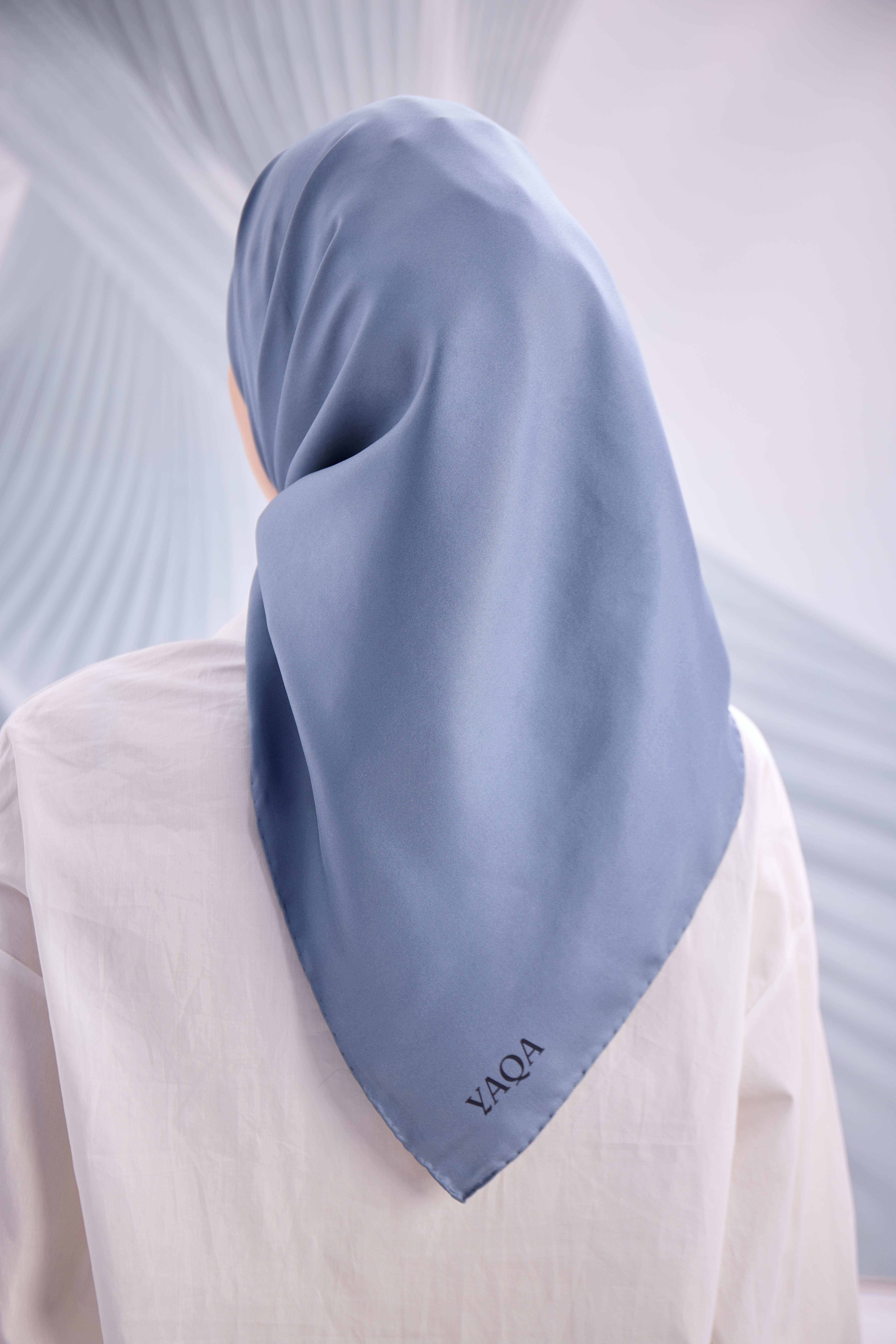 MAVİ/GRİ DÜZ SURA İPEK EŞARP-YQ01001