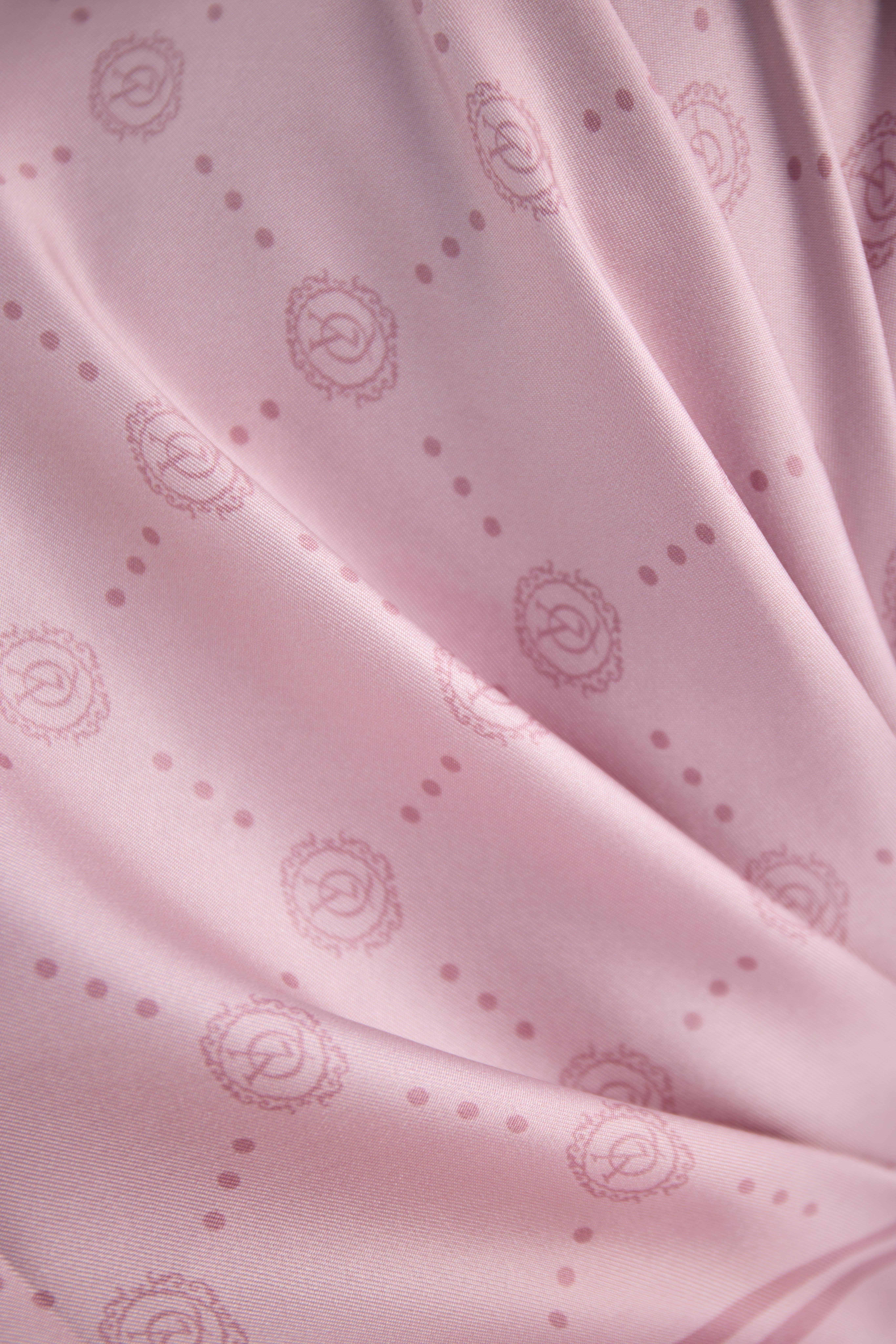 PEMBE TWİLL İPEK MONOGRAM EŞARP-YQ01003