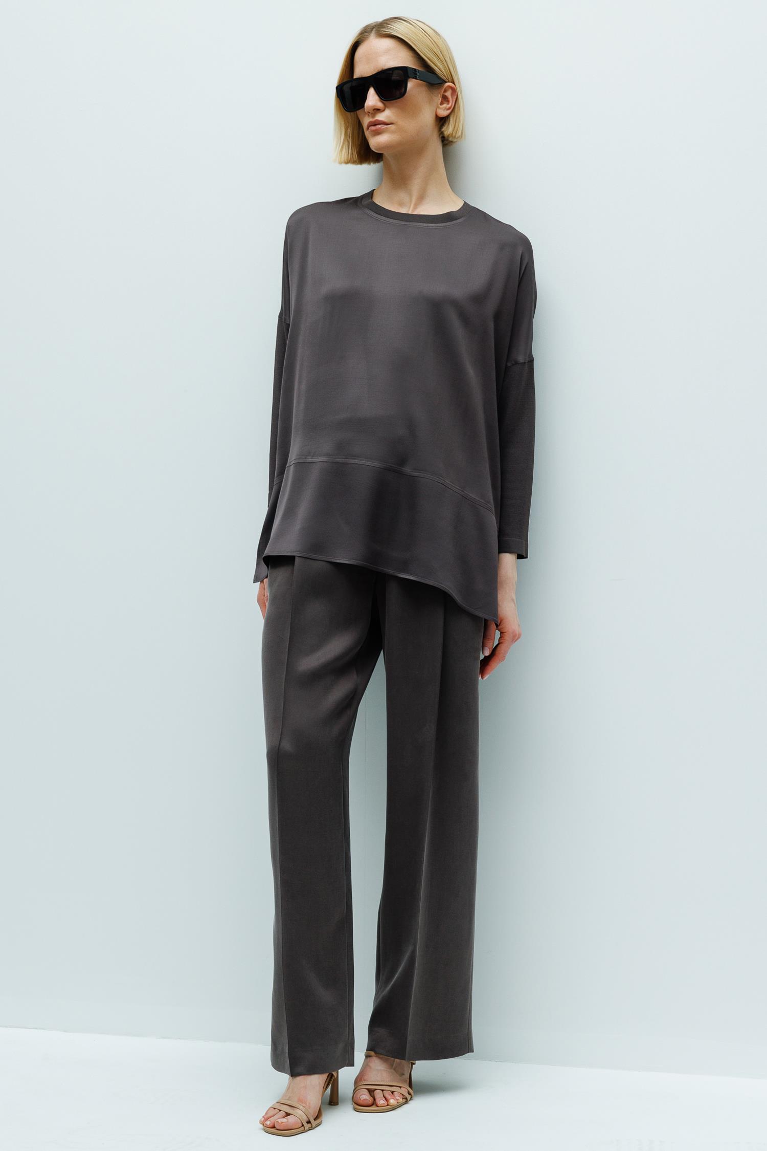 0 Yaka Kolu Triko Oversize Bluz