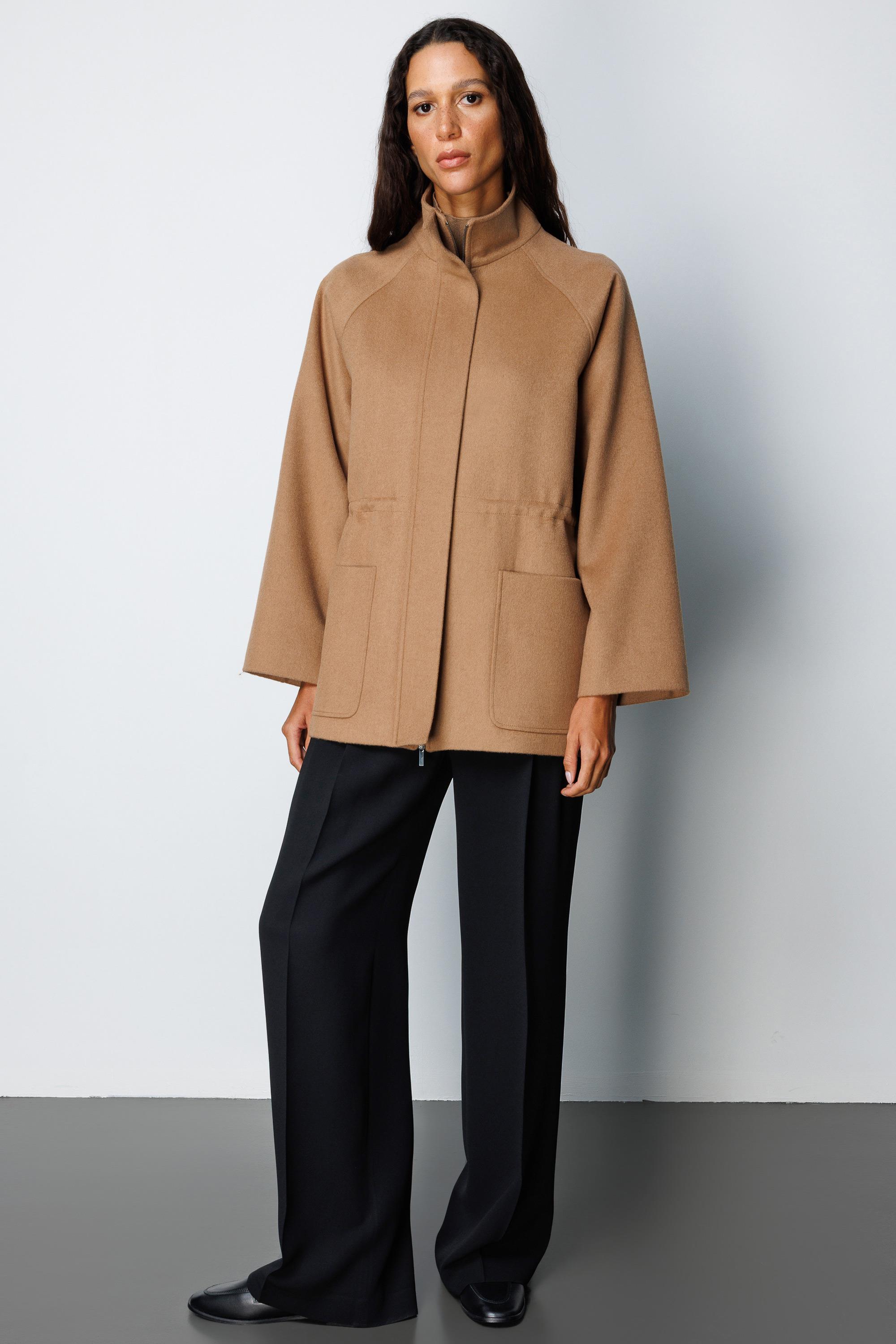 Dik Yaka Fermuarlı Kaban