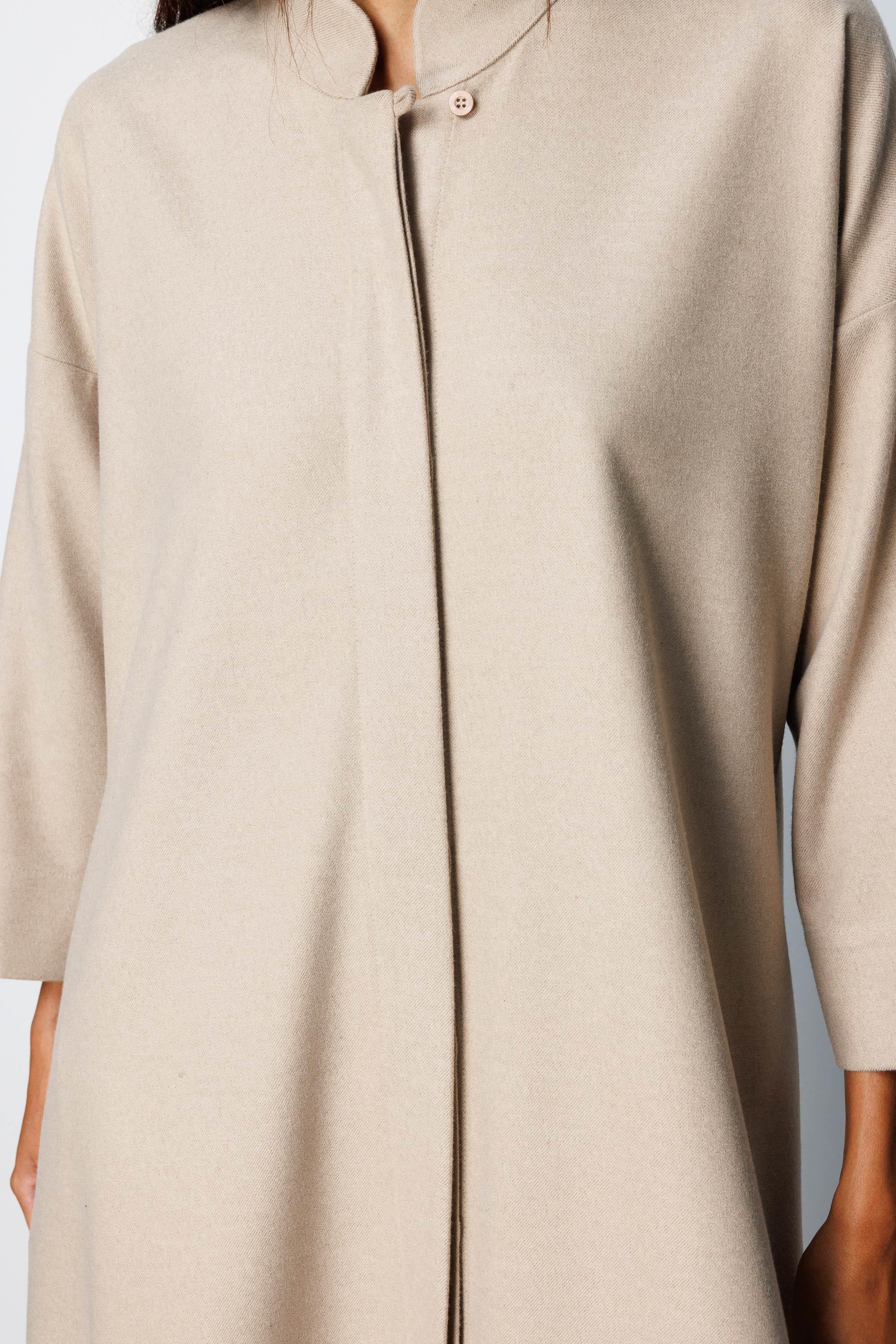 Dik Yaka Flanel Elbise