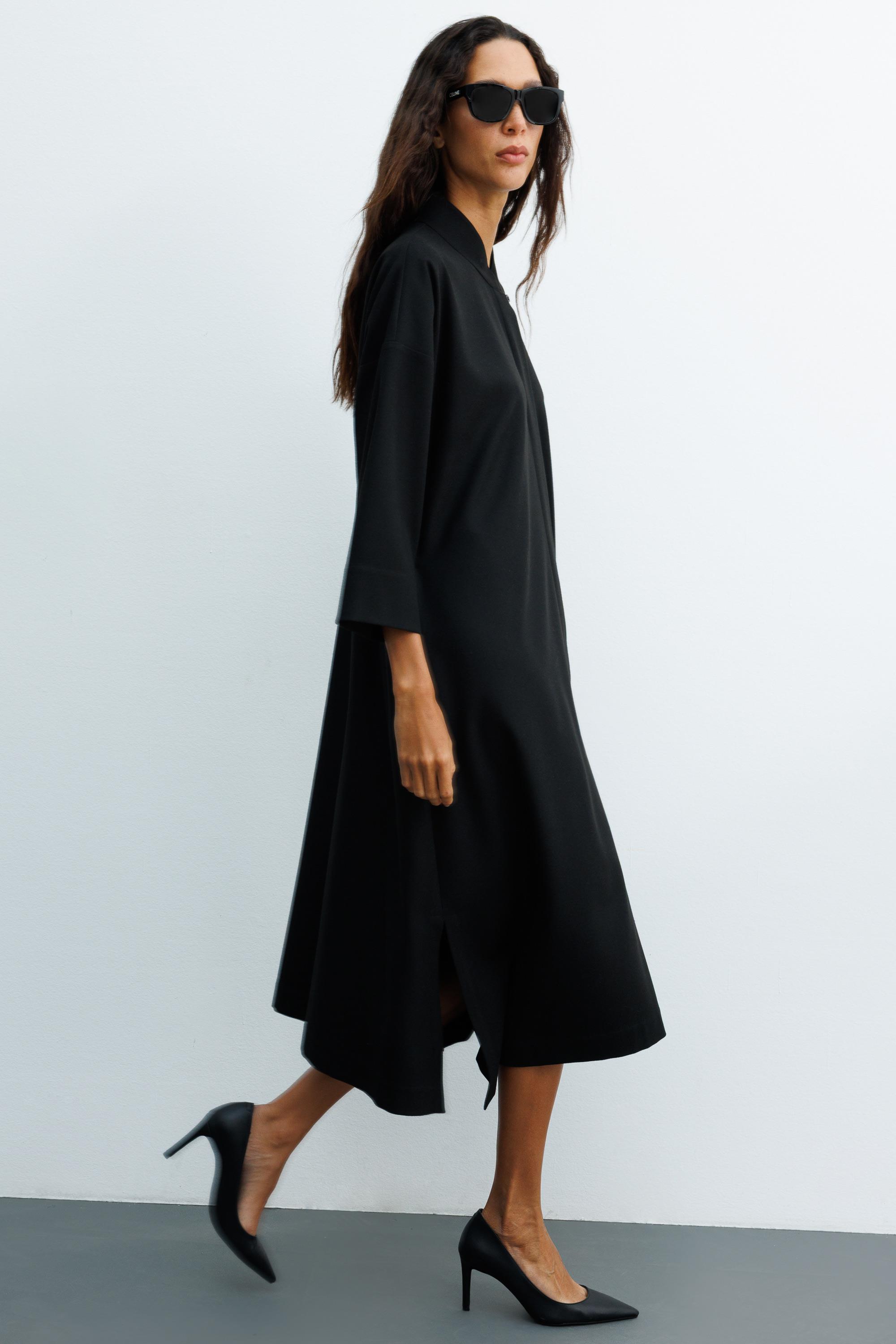 Dik Yaka Flanel Elbise