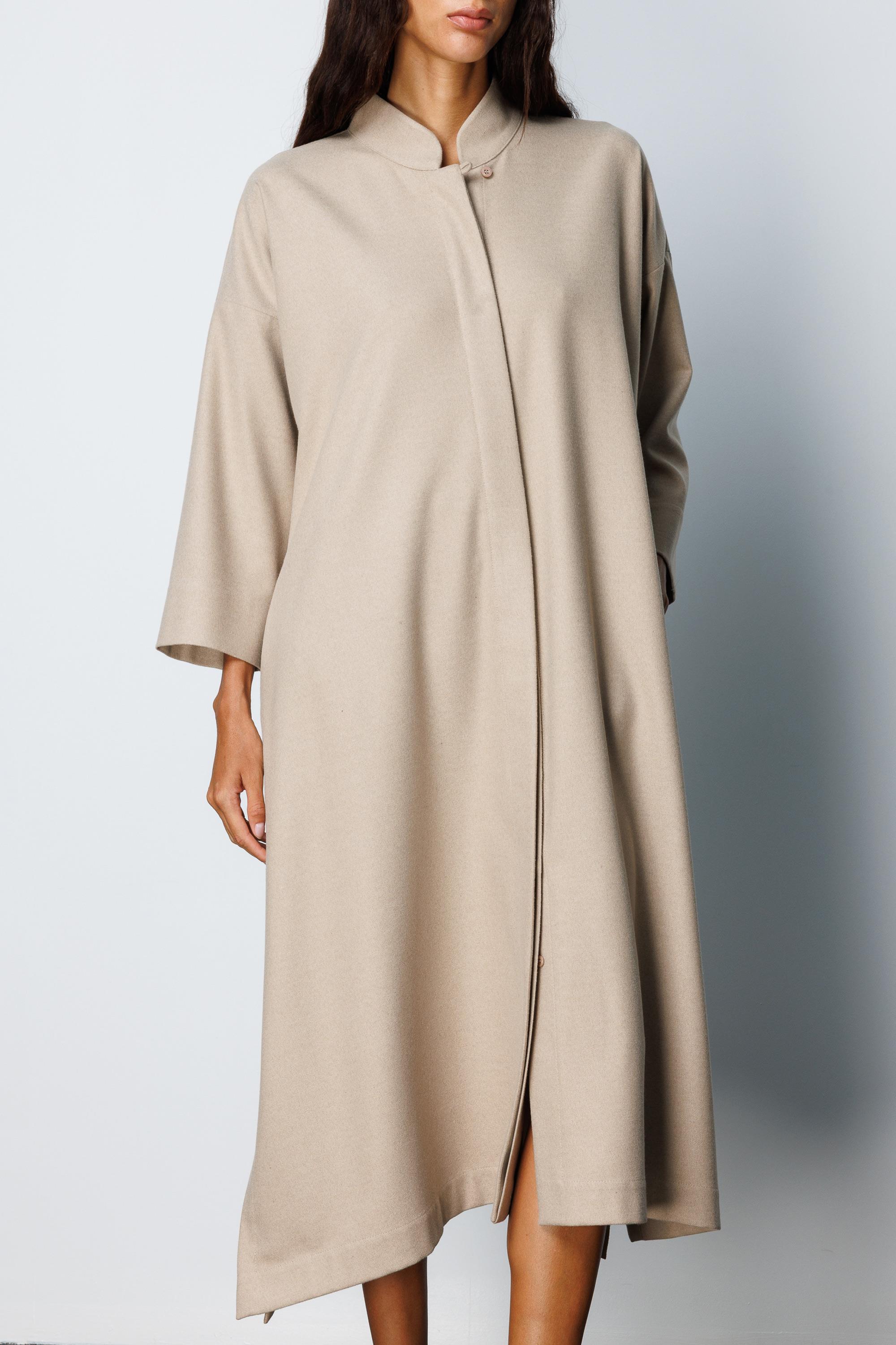 Dik Yaka Flanel Elbise