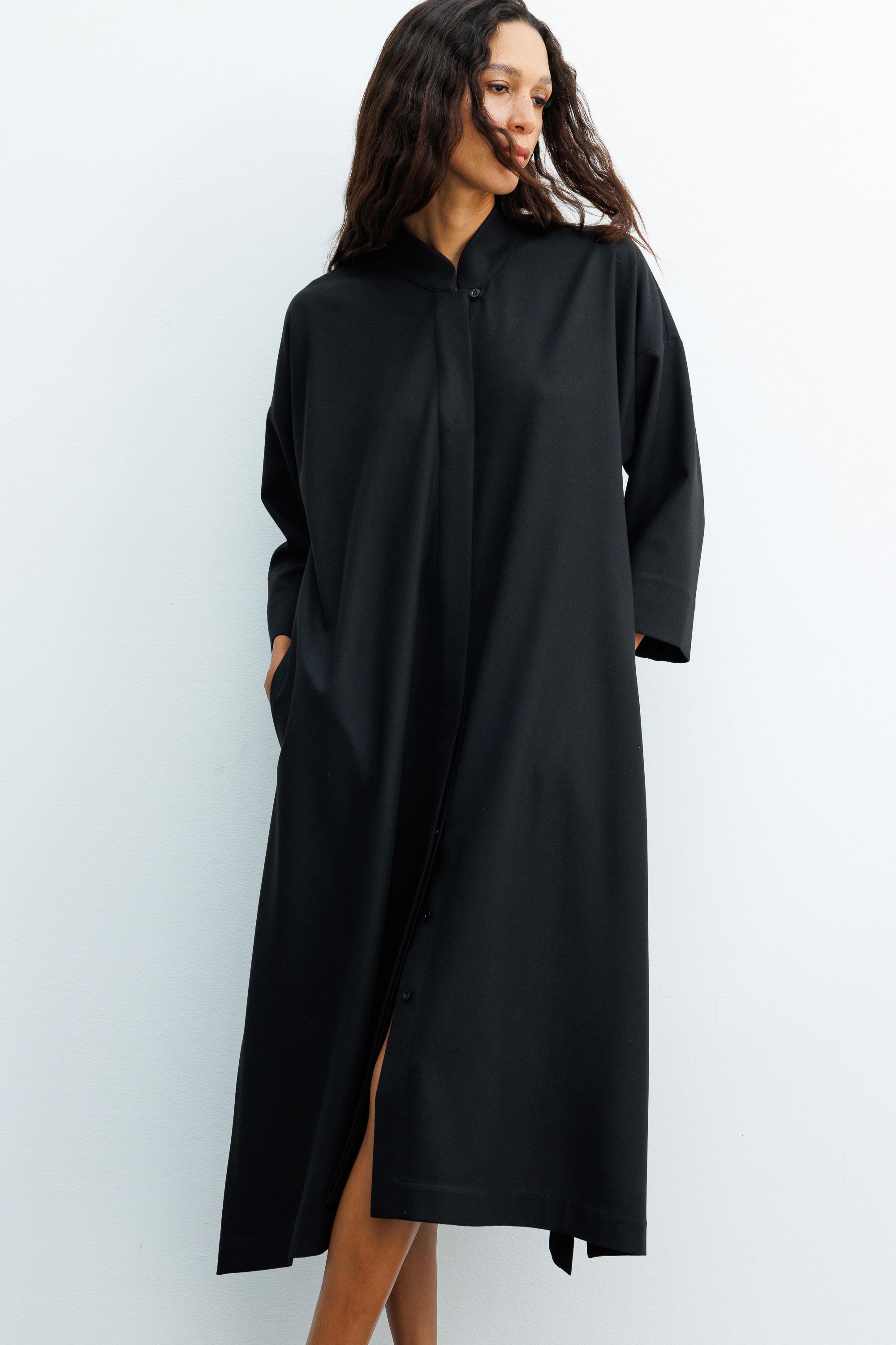 Dik Yaka Flanel Elbise