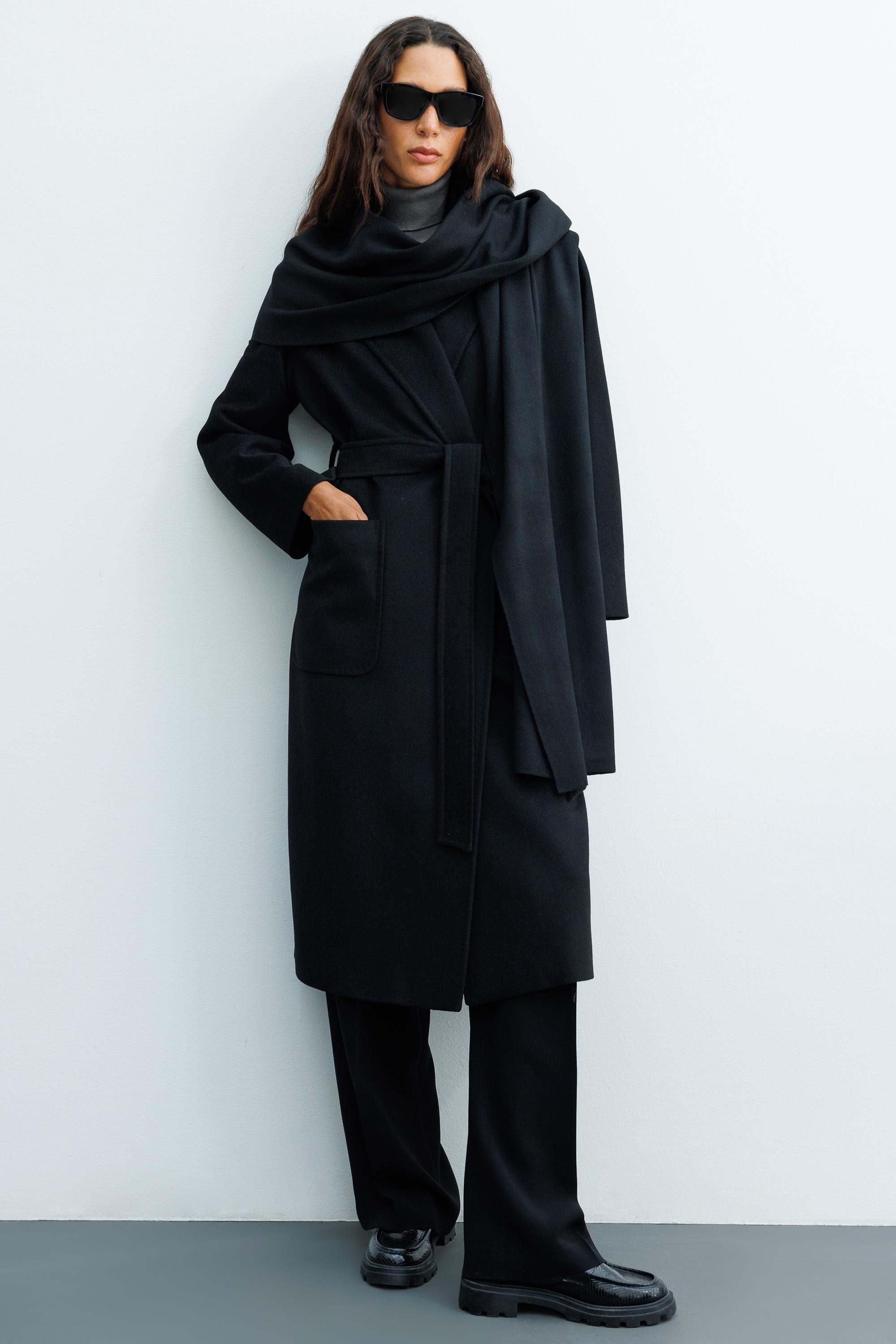 Dıştan Cepli Kemerli Manto