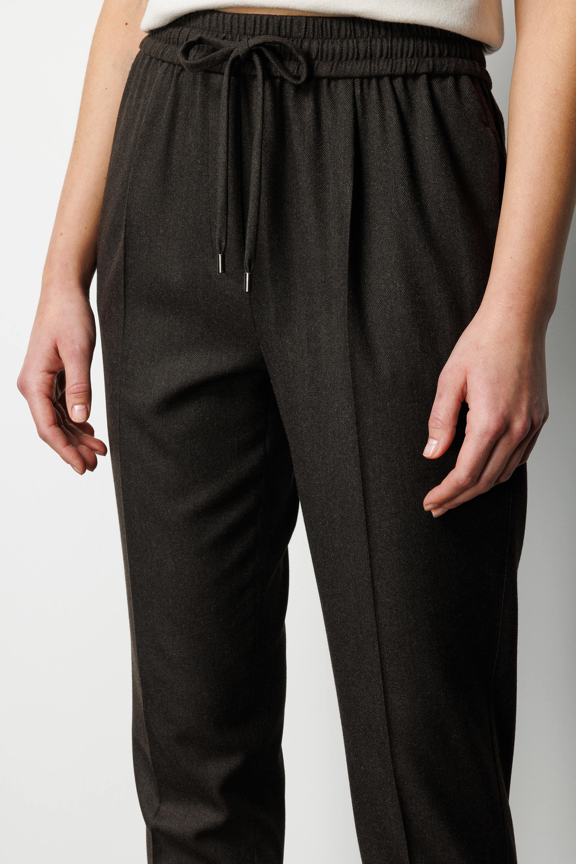 Elastan Kemerli Bağcıklı Flanel Pantolon