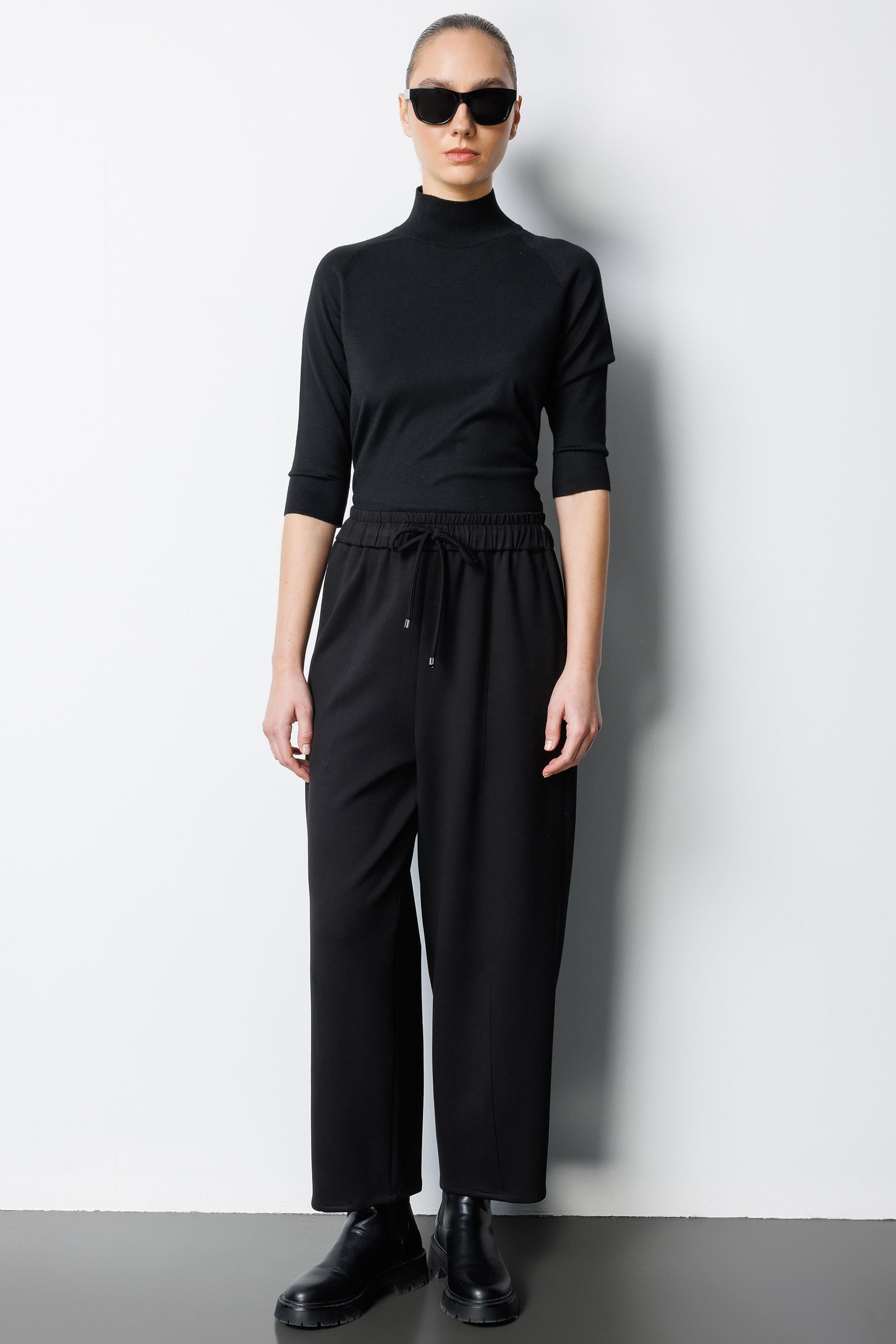 Elastan Kemerli Pensli Sweat Pantolon