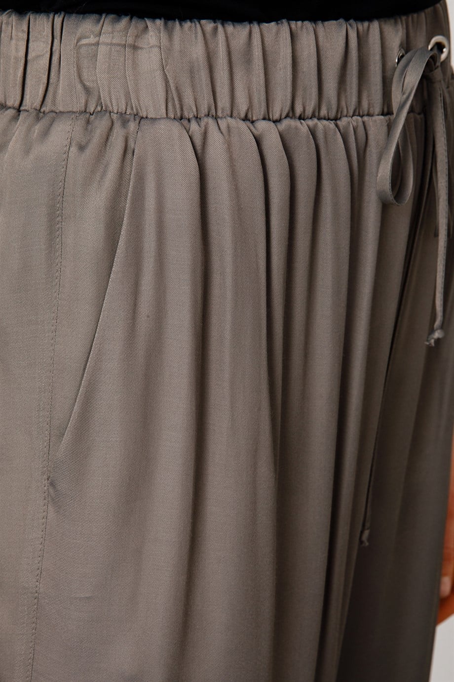 Elastan Kemerli Vıskon Pantolon