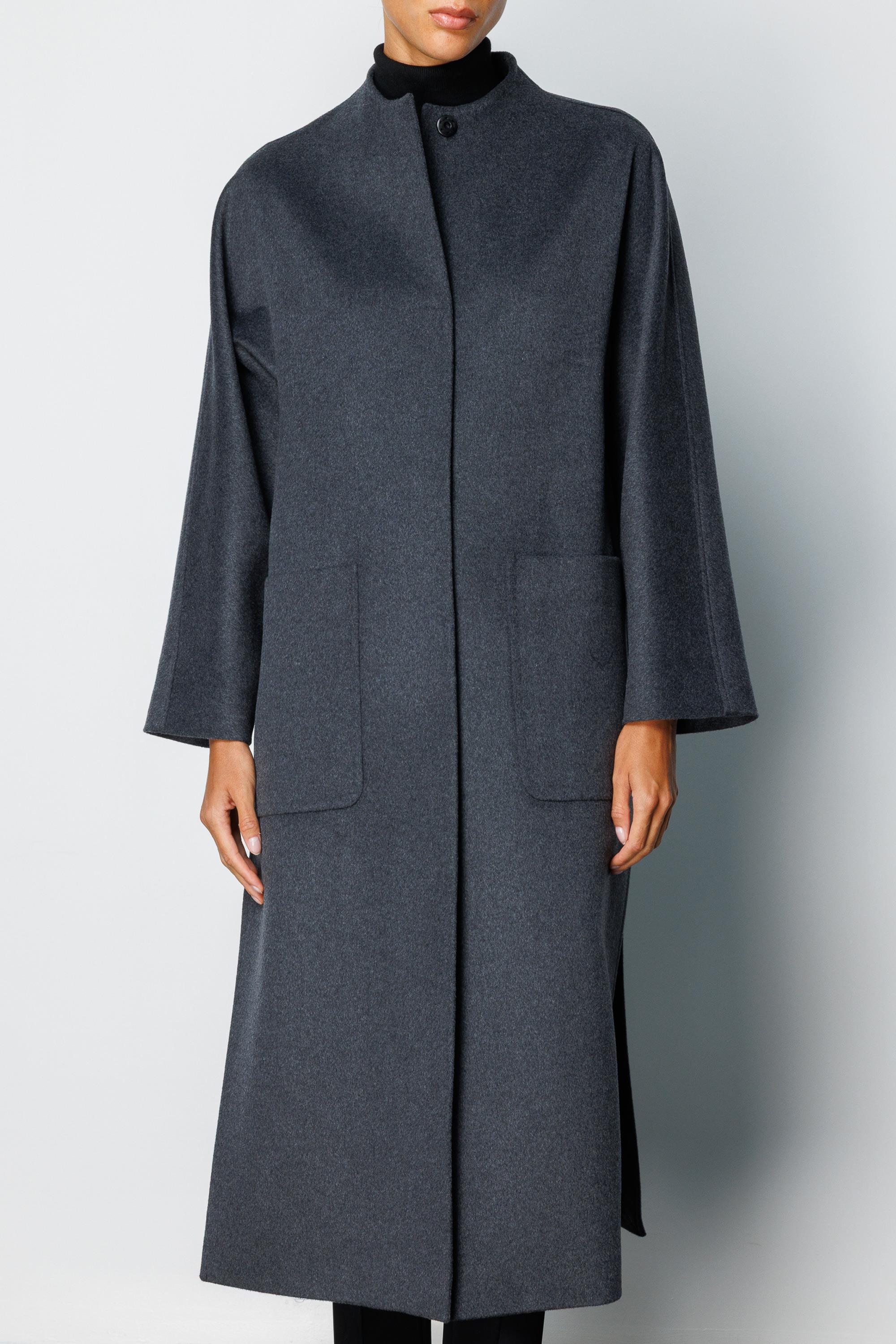 O Yaka Yırtmaçlı Uzun Manto