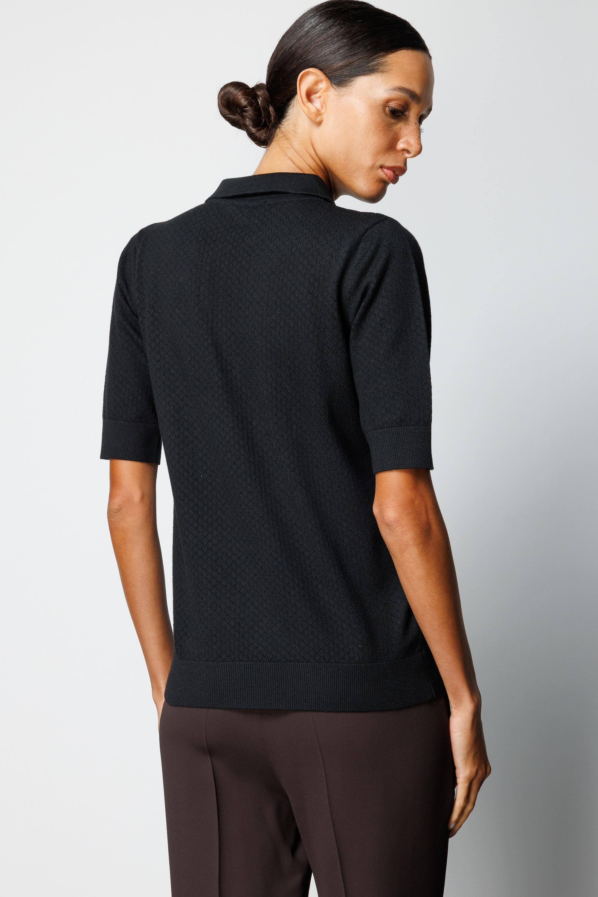 Polo Yaka Ajurlu Yarım Kol Triko