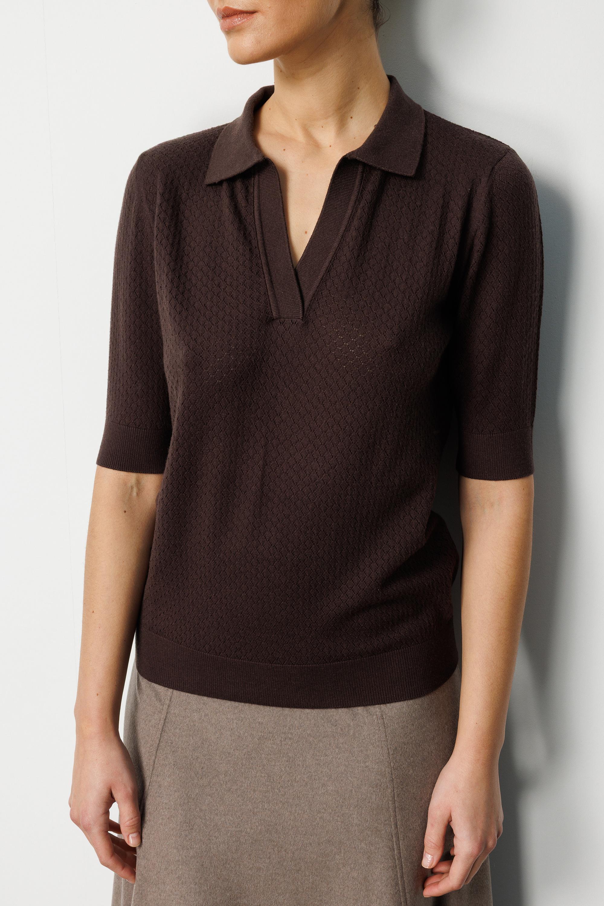 Polo Yaka Ajurlu Yarım Kol Triko