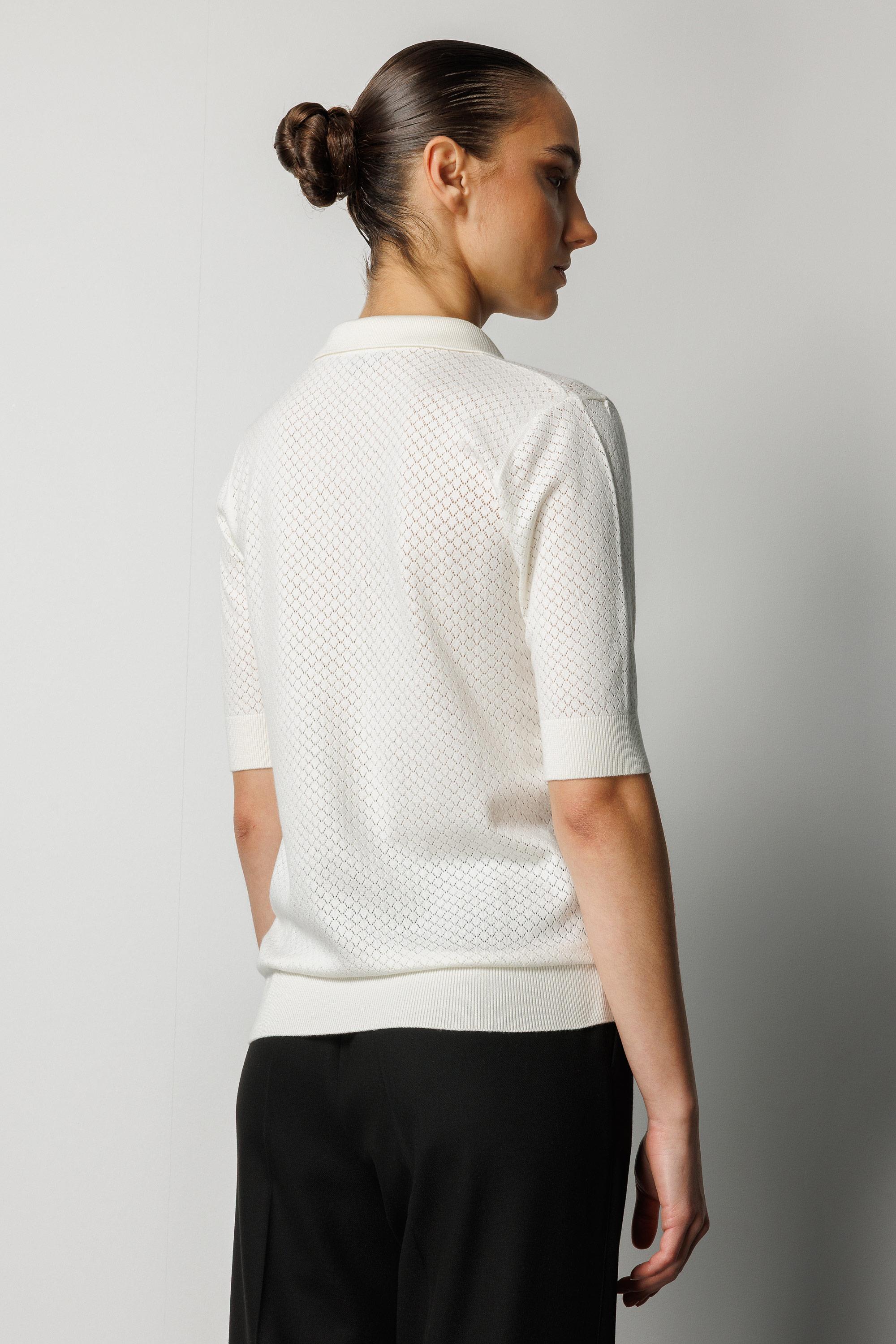 Polo Yaka Ajurlu Yarım Kol Triko