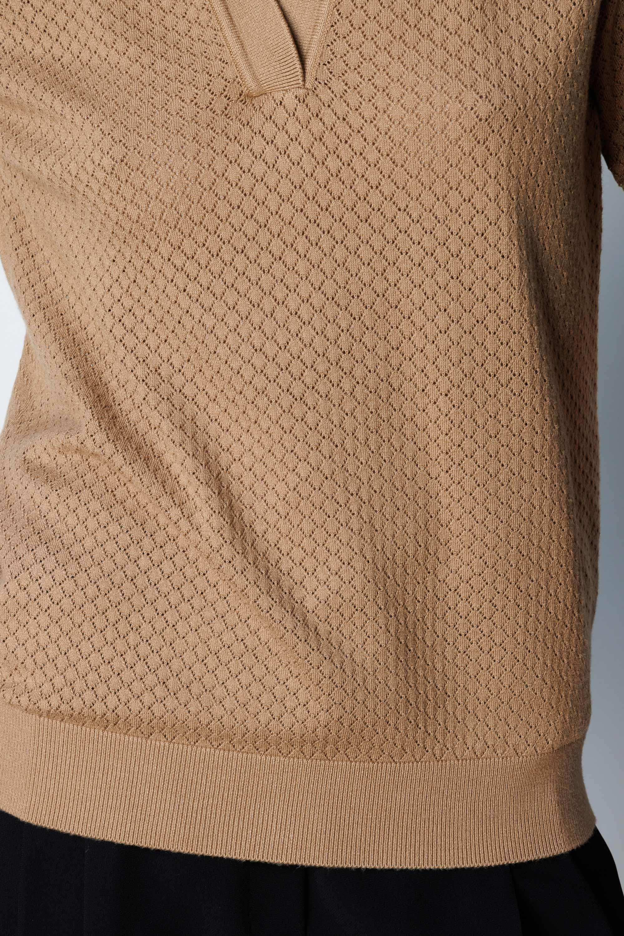 Polo Yaka Ajurlu Yarım Kol Triko