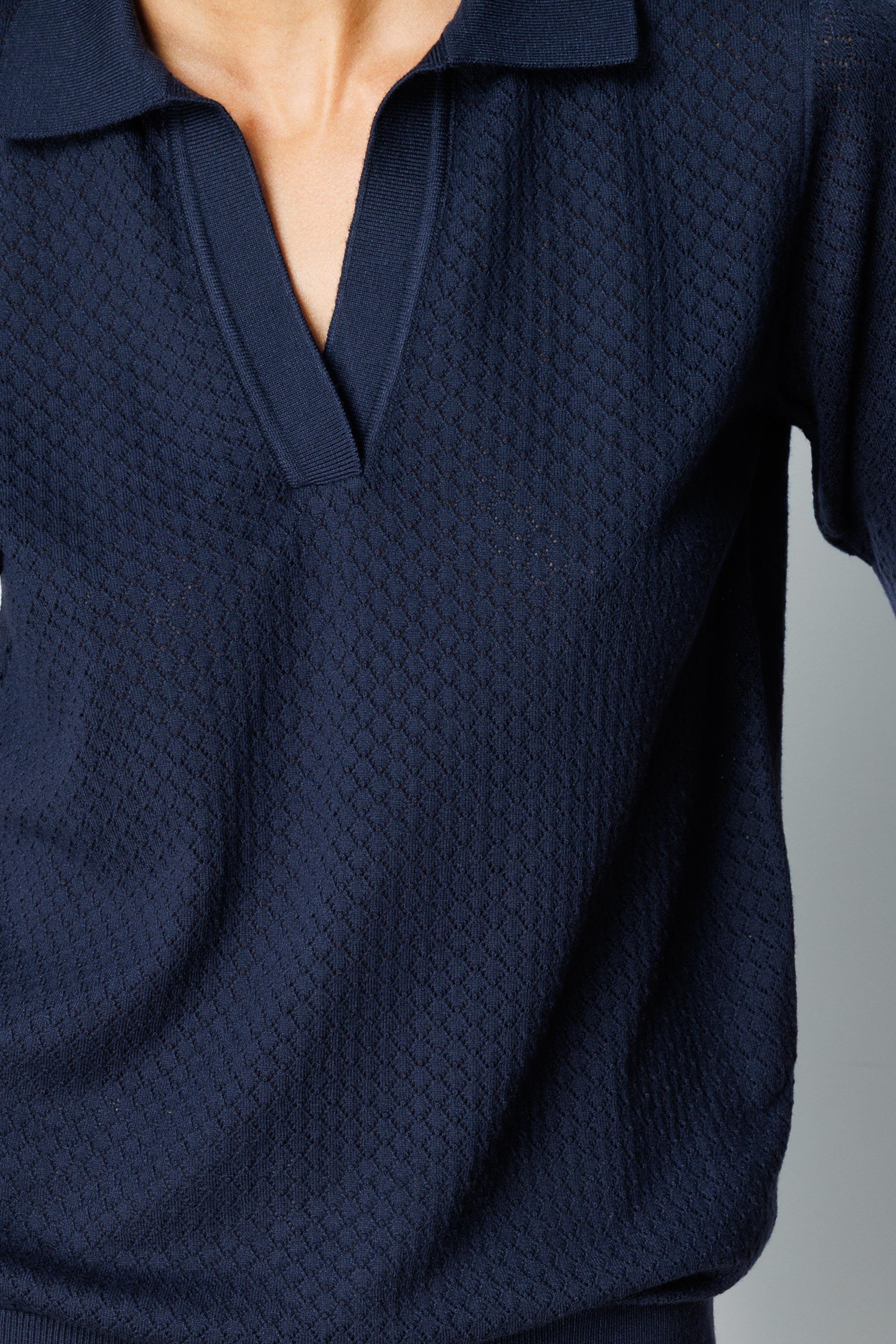 Polo Yaka Ajurlu Yarım Kol Triko