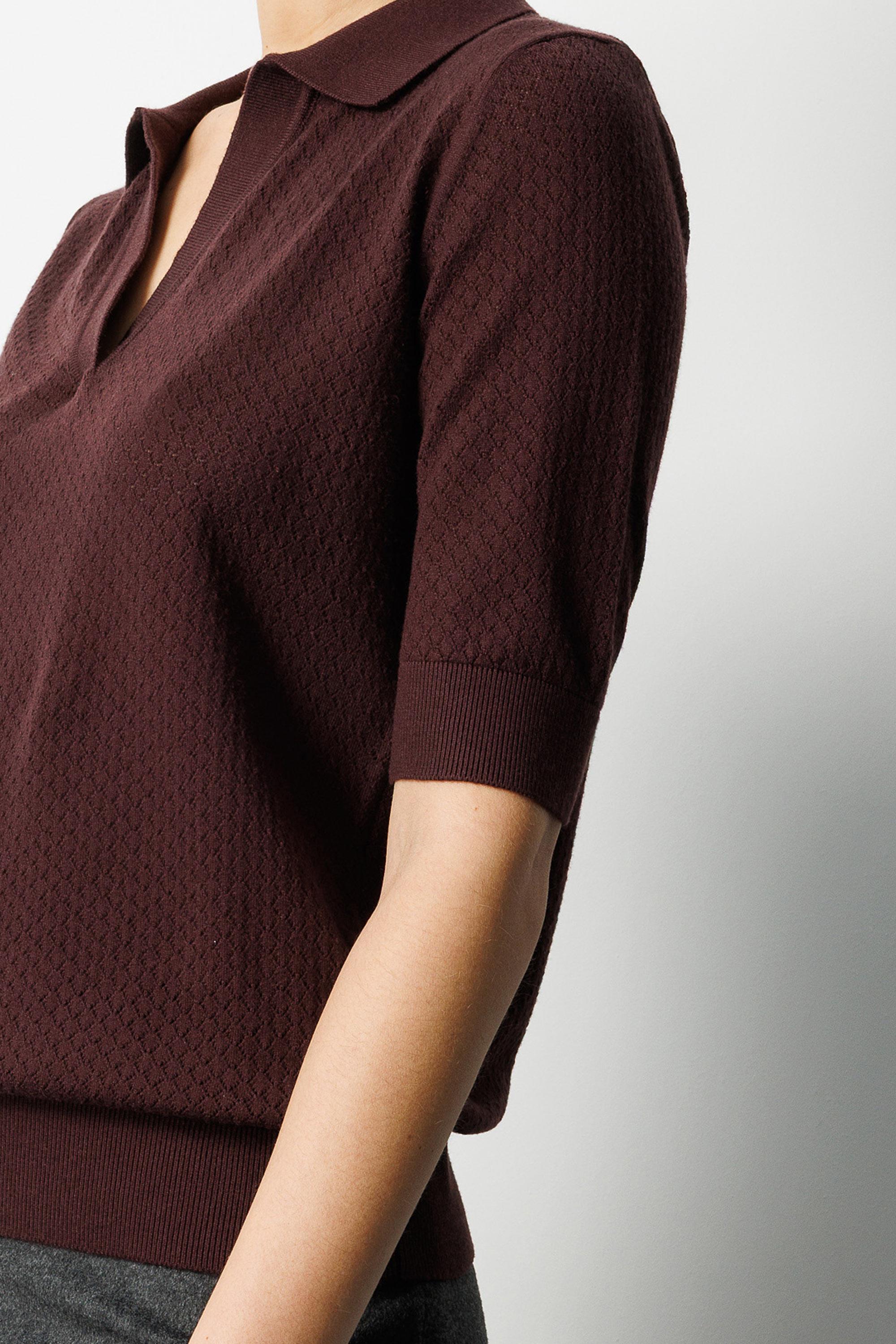 Polo Yaka Ajurlu Yarım Kol Triko