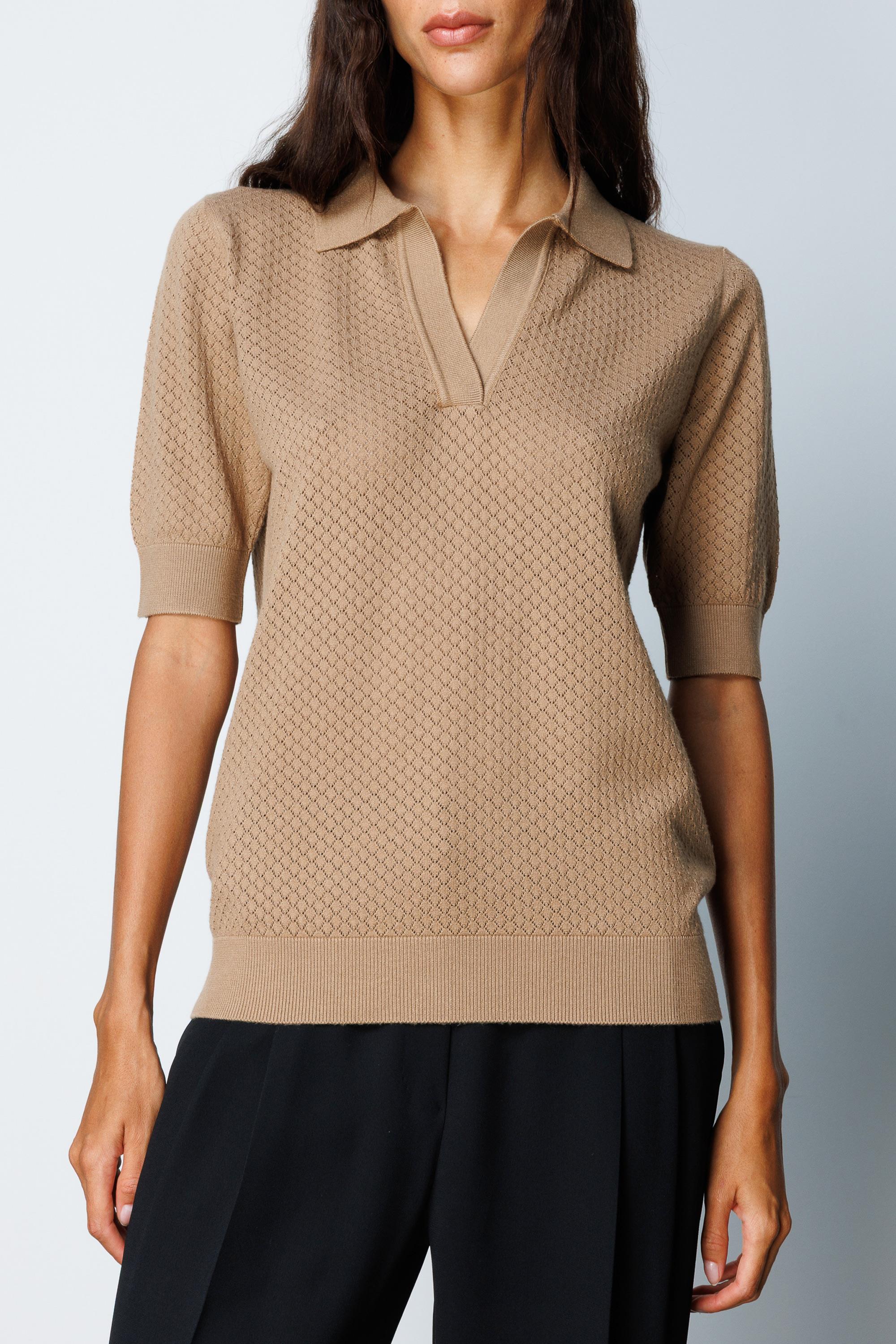 Polo Yaka Ajurlu Yarım Kol Triko