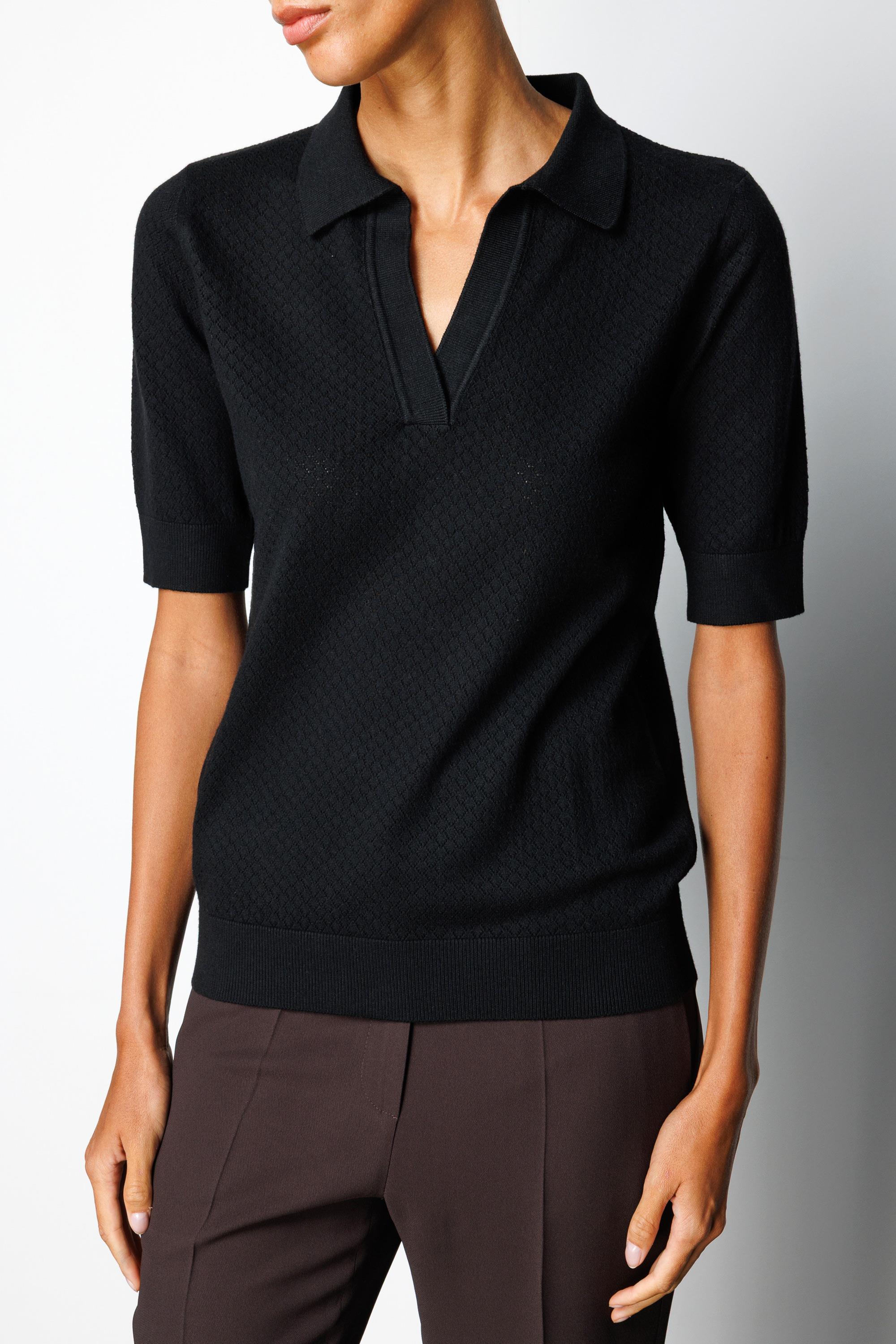 Polo Yaka Ajurlu Yarım Kol Triko