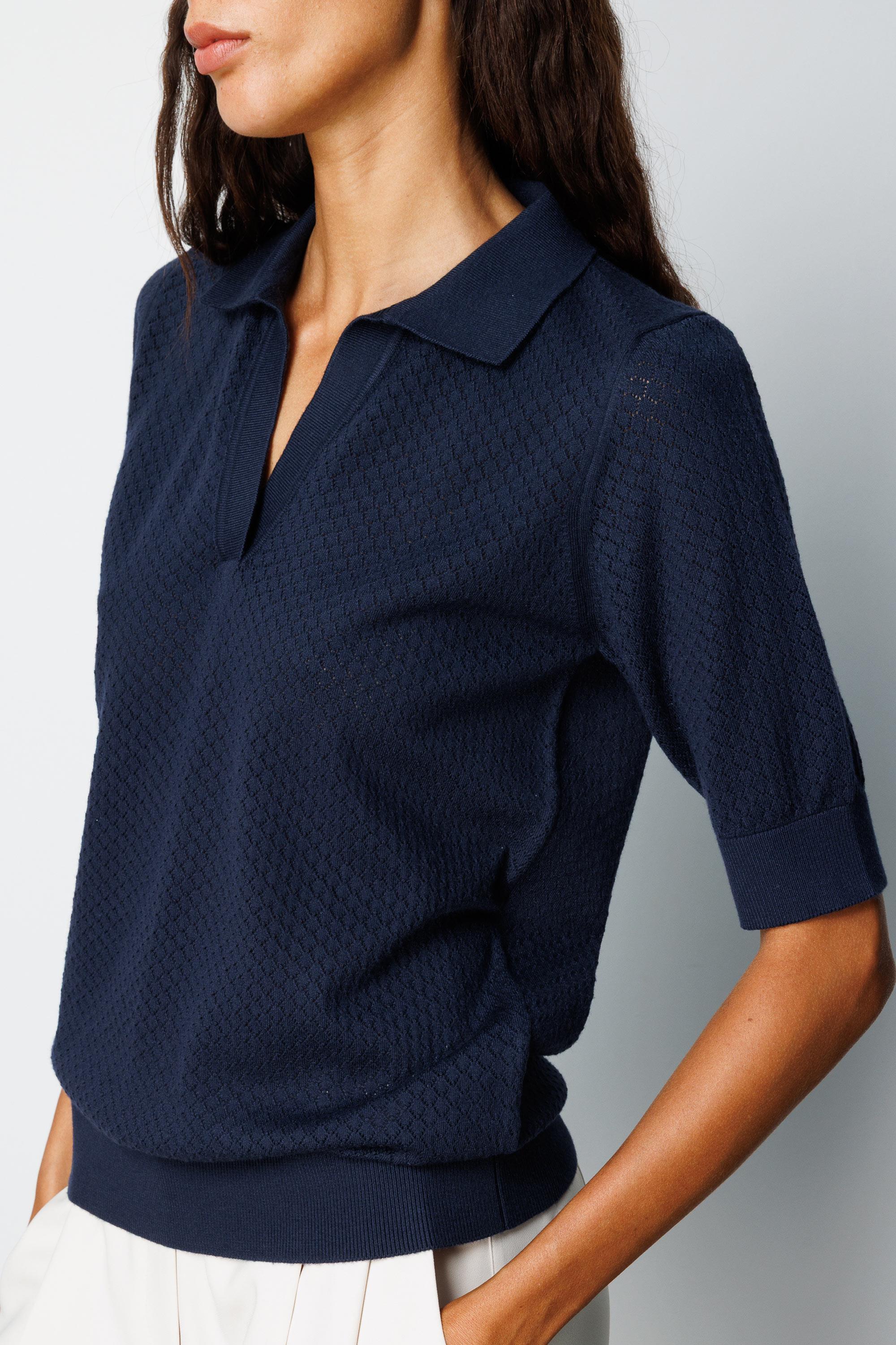 Polo Yaka Ajurlu Yarım Kol Triko