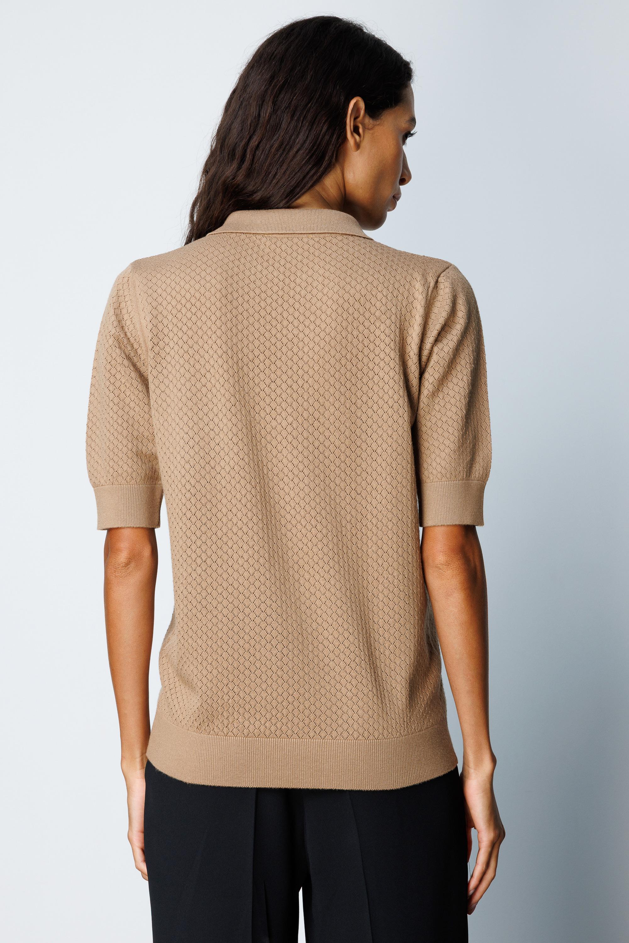 Polo Yaka Ajurlu Yarım Kol Triko