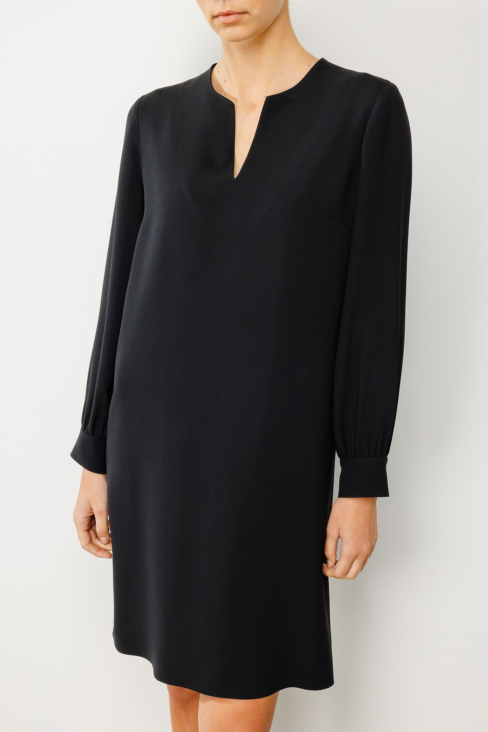 V Yaka Uzun Kol Midi Elbise