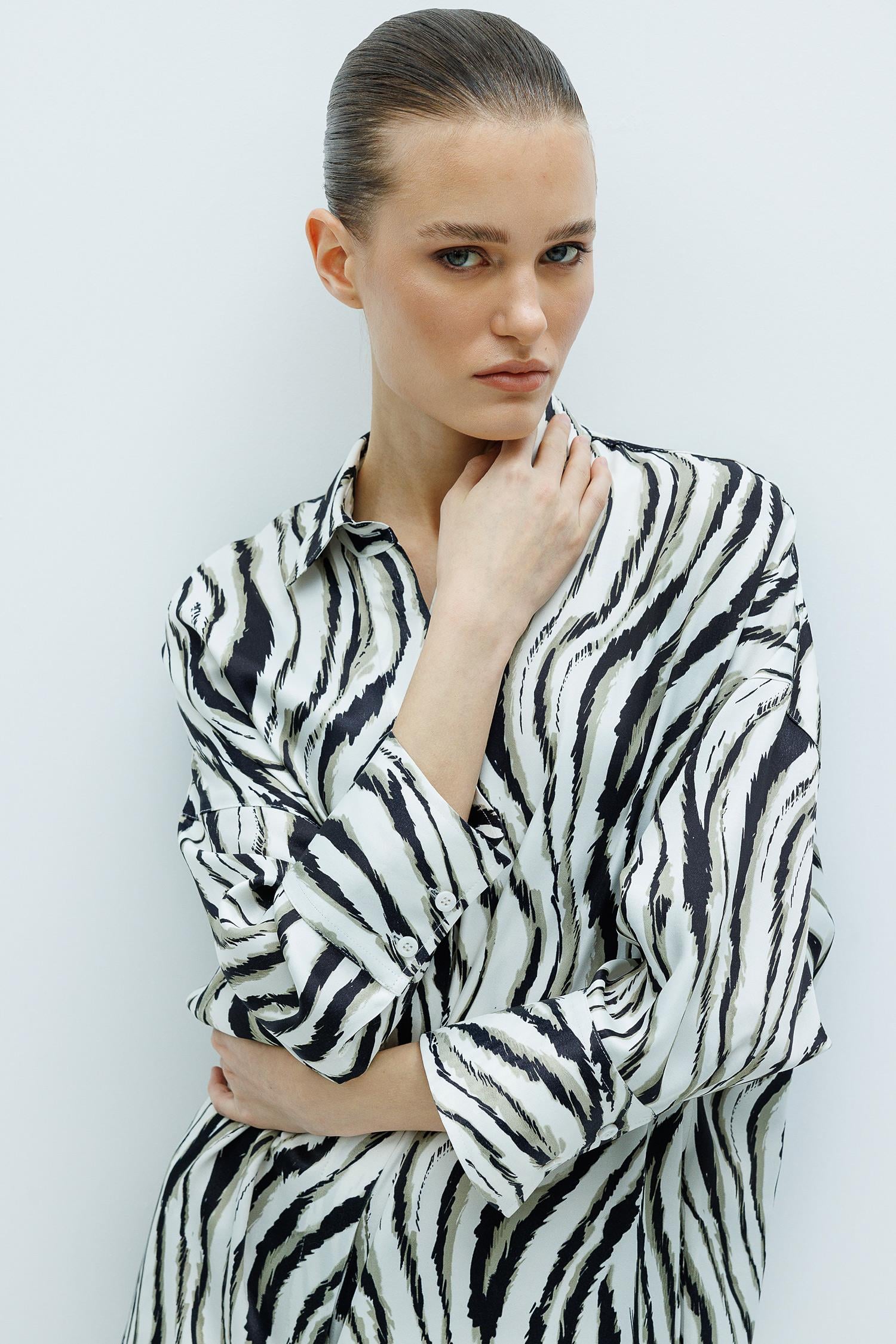 Zebra Desen Gömlek Elbise