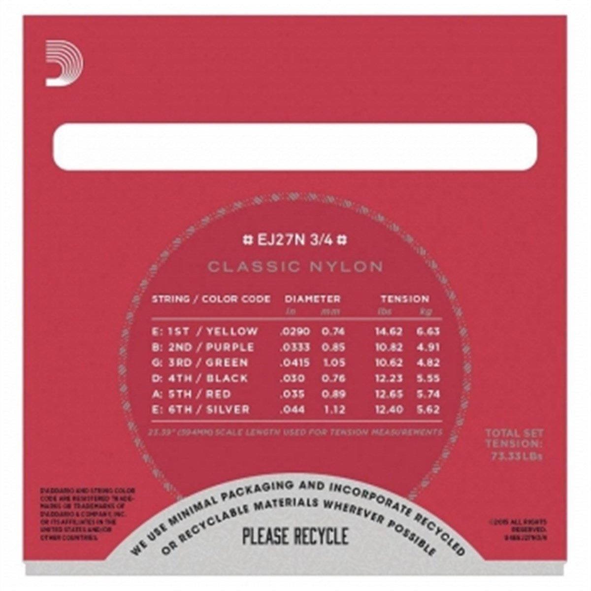 DADDARIO EJ27N 3/4 KLASİK GİTAR TEL SETİ NORMAL TENSION