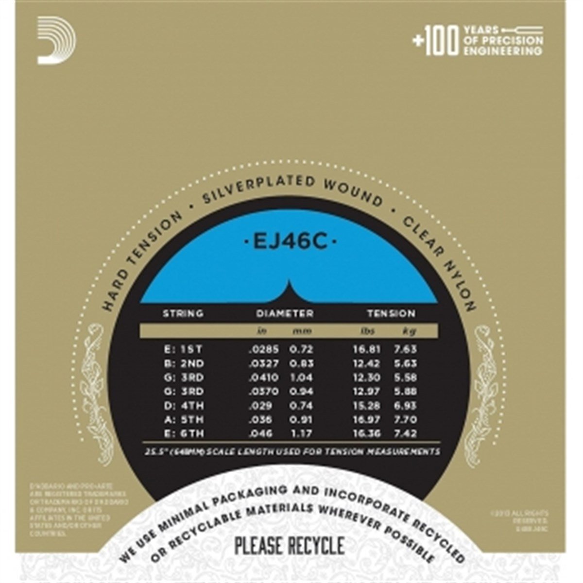 DADDARIO EJ46C KLASİK GİTAR TEL SETİ HARD TENSION