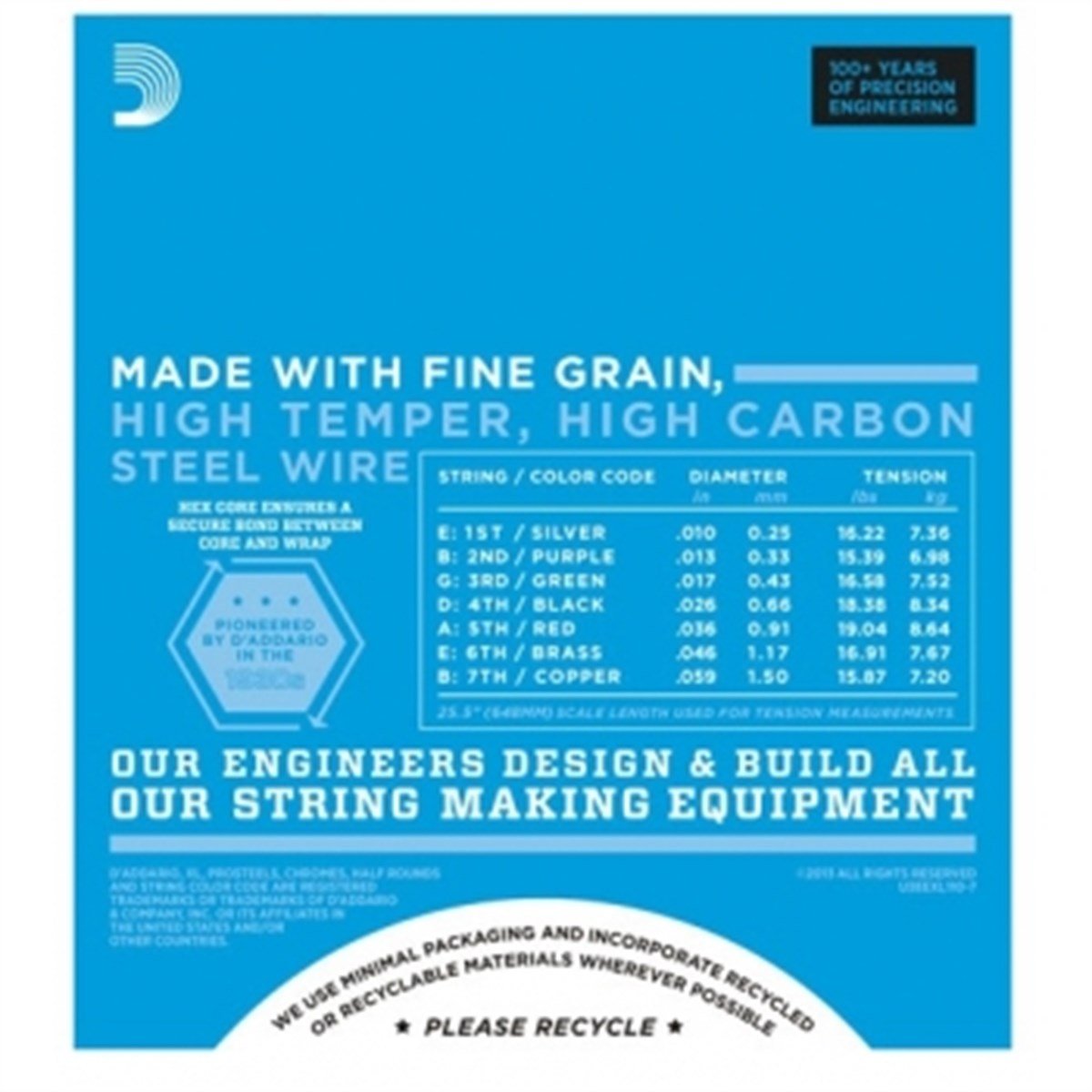 DADDARIO EXL110-7 ELEKTRO GİTAR TEL SETİ, 7 TELLİ, XL, 10-59