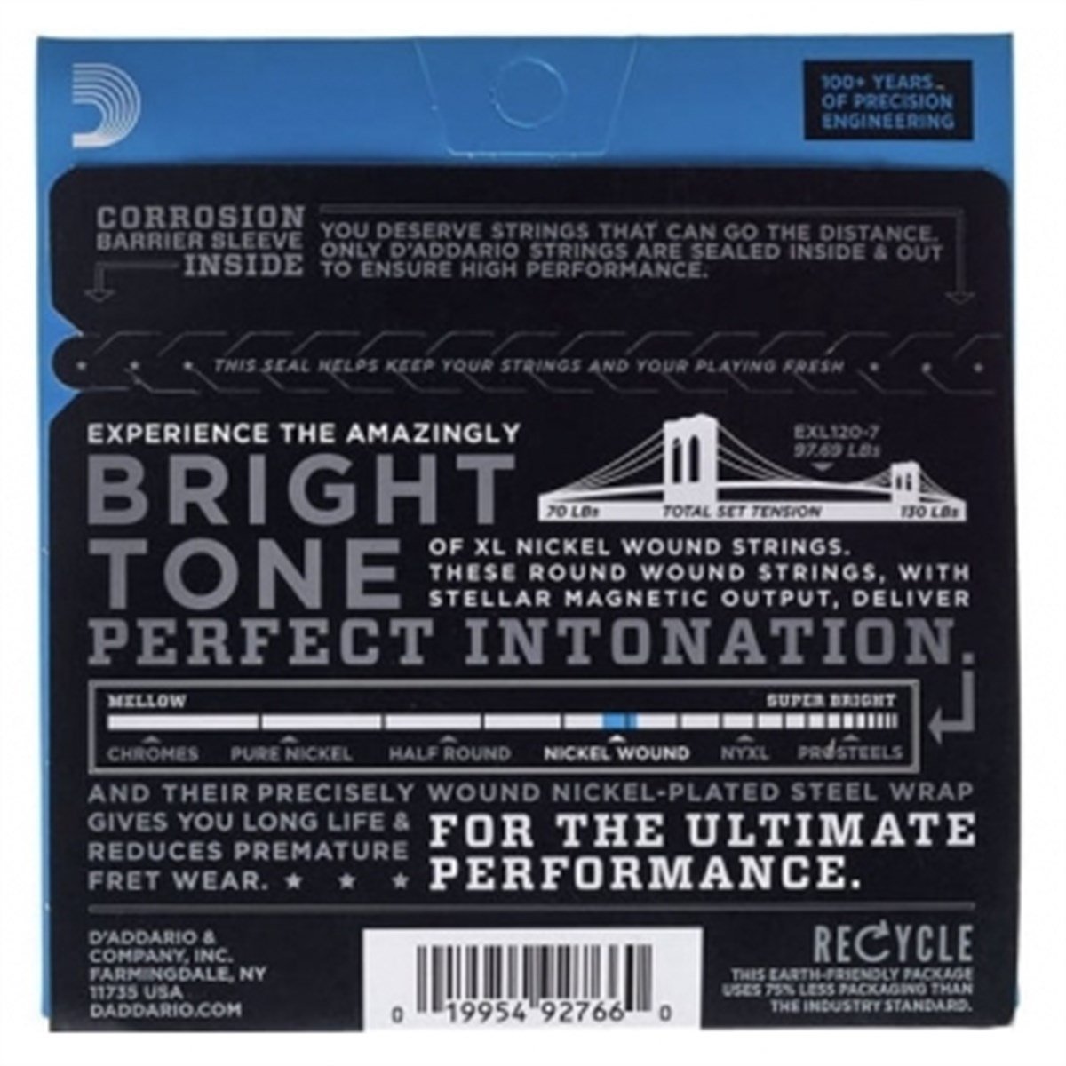 DADDARIO EXL120-7 ELEKTRO GİTAR TEL SETİ, 7 TELLİ, XL, 9-54