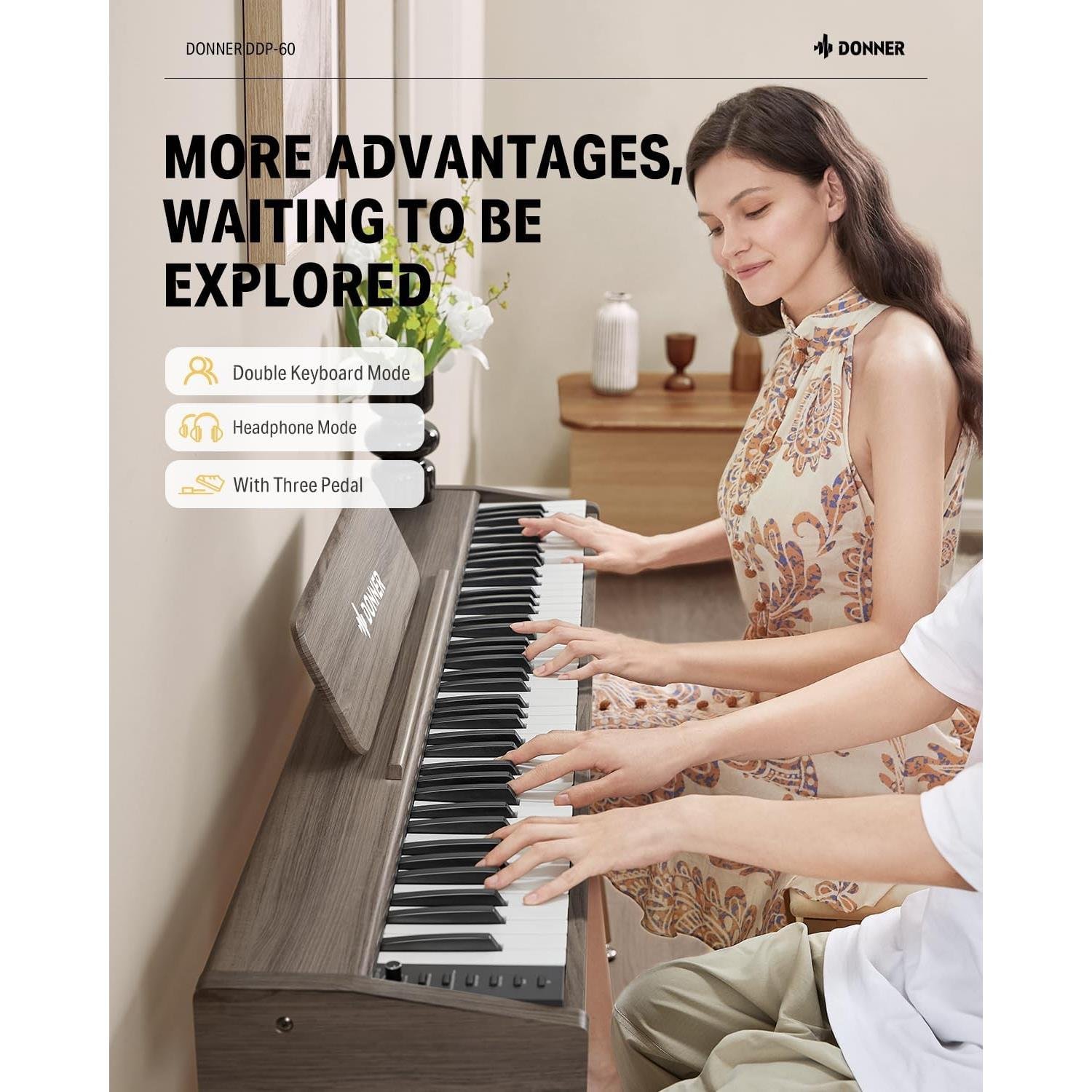 Donner DDP-60  Dijital Piyano (Gray Wood Grain)
