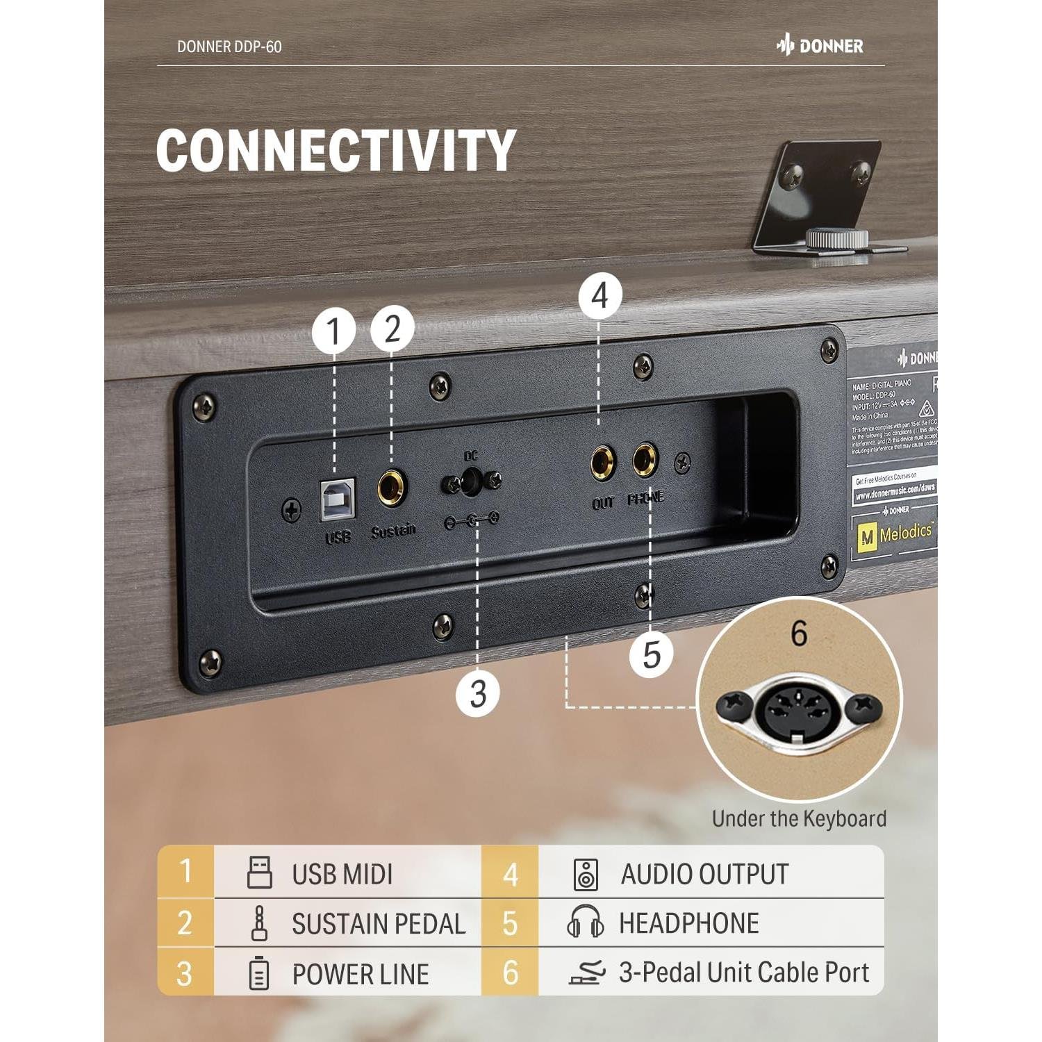 Donner DDP-60  Dijital Piyano (Gray Wood Grain)