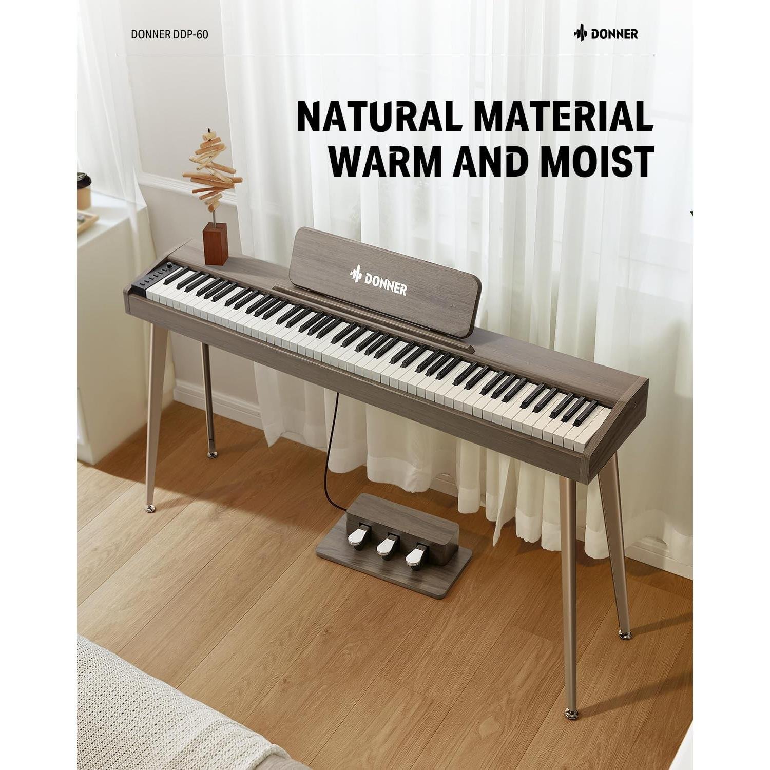 Donner DDP-60  Dijital Piyano (Gray Wood Grain)