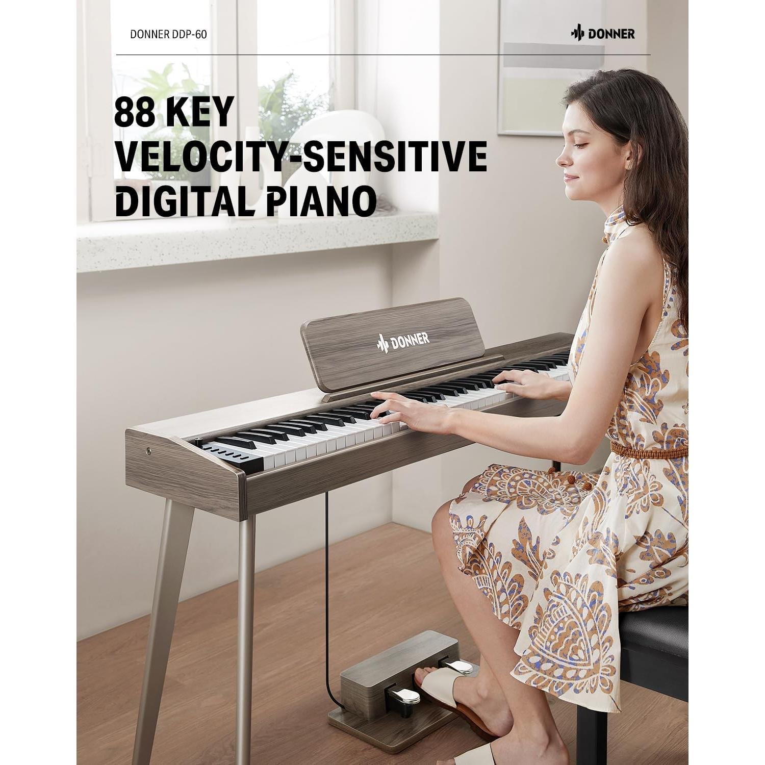 Donner DDP-60  Dijital Piyano (Gray Wood Grain)