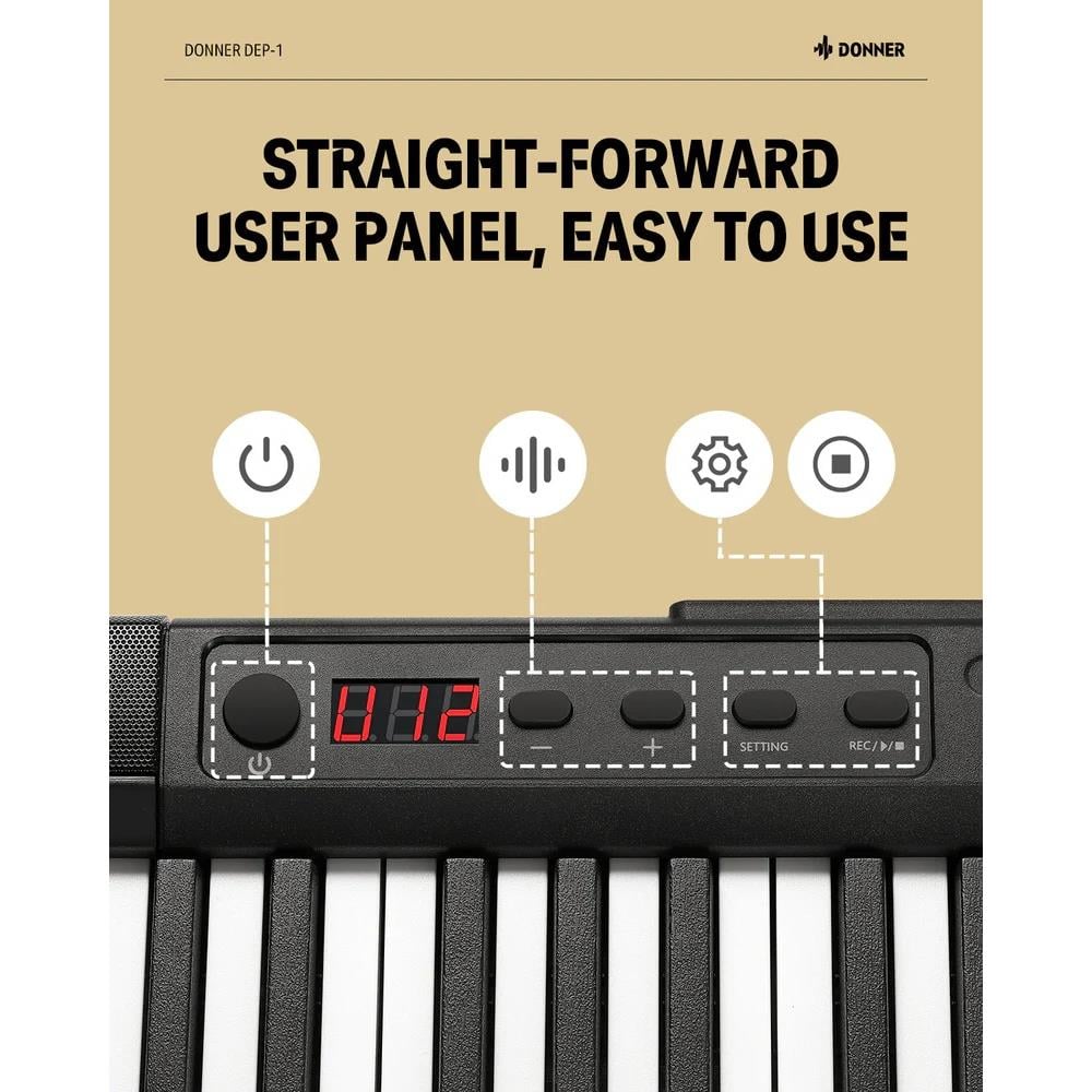 Donner DEP-1 Taşınabilir Dijital Piyano (Siyah)