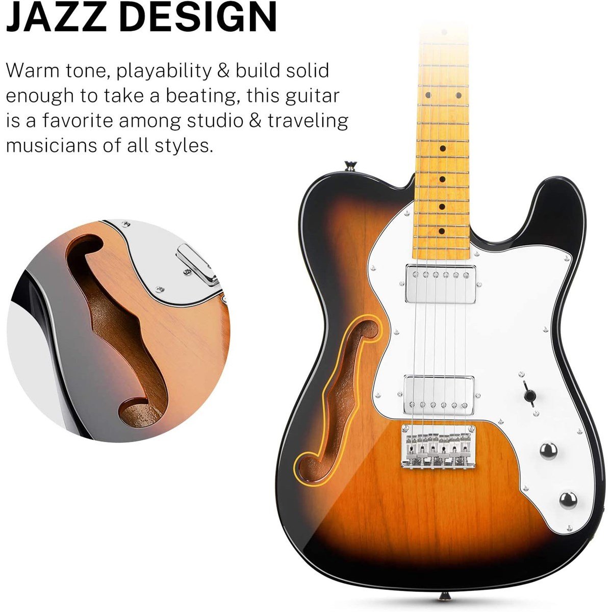 Donner DJC-1000S TL Thinline F Hole Elektro Gitar Paketi