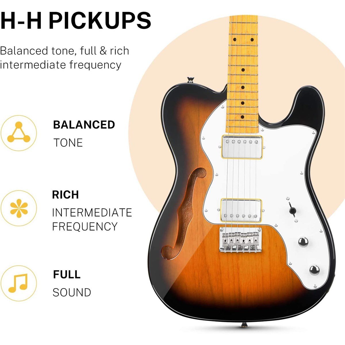 Donner DJC-1000S TL Thinline F Hole Elektro Gitar Paketi
