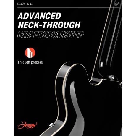 Donner DJP-1000 Semi-Hollow Elektro Gitar (Siyah)