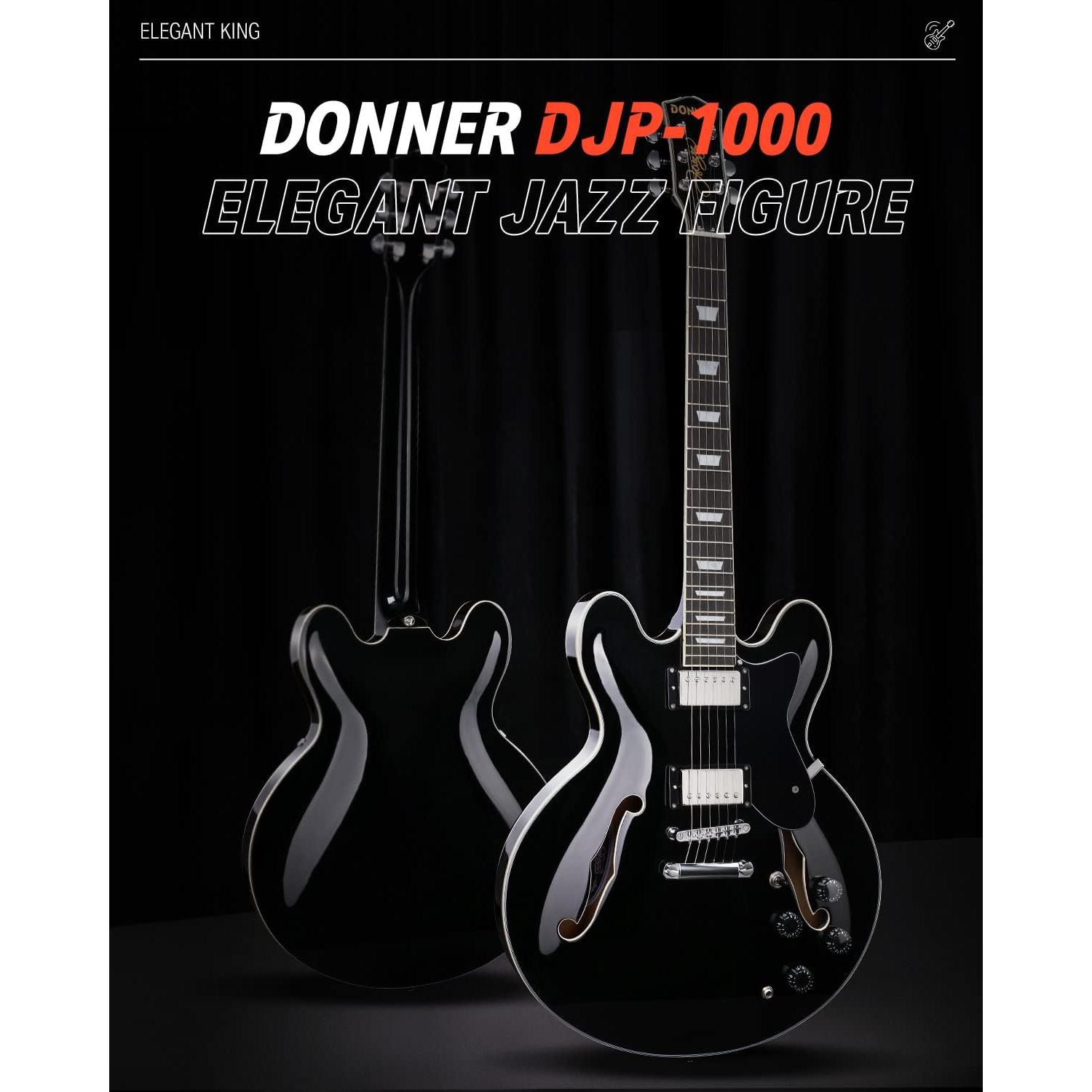 Donner DJP-1000 Semi-Hollow Elektro Gitar (Kırmızı)