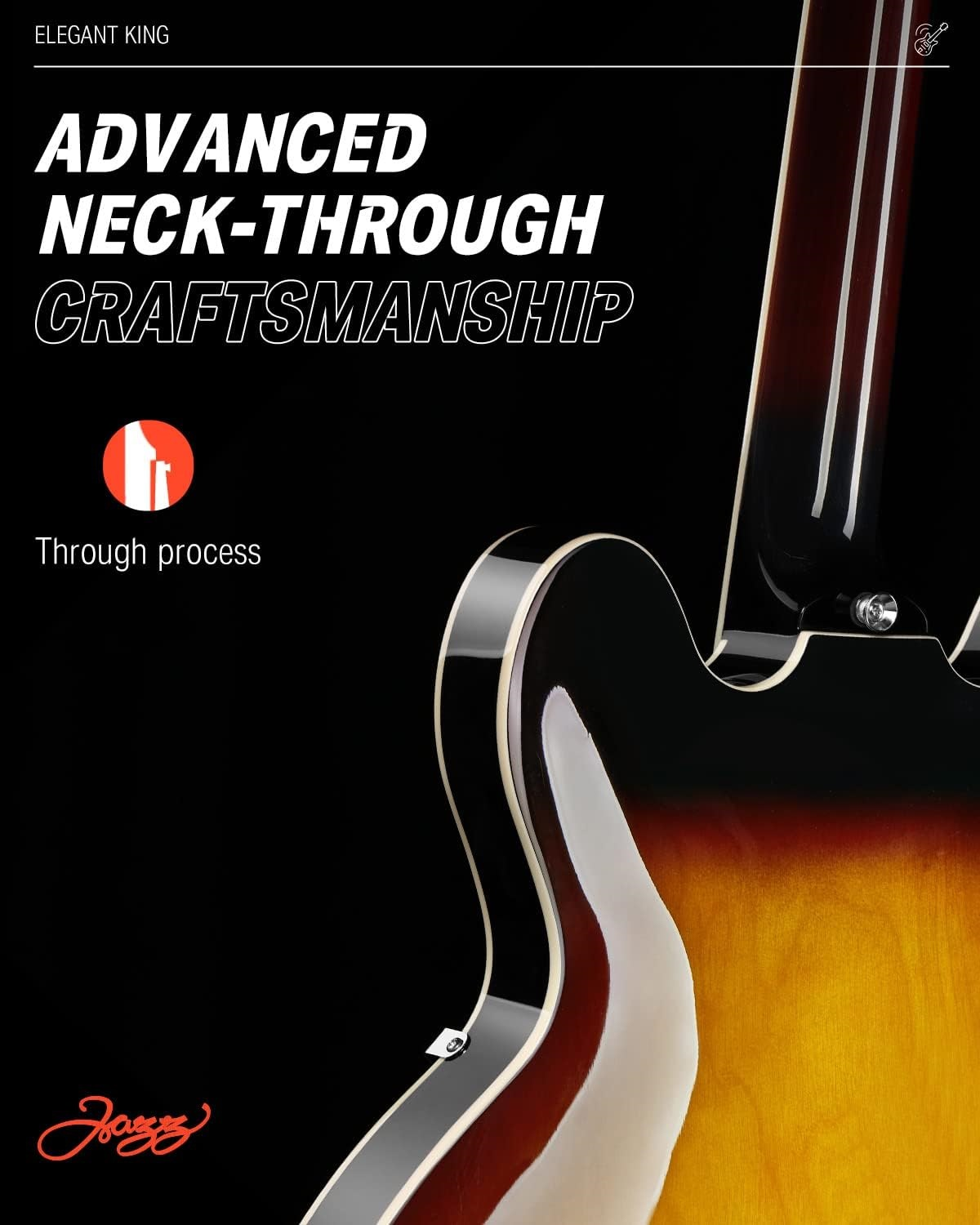Donner DJP-1000 Semi-Hollow Elektro Gitar (Sunburst)