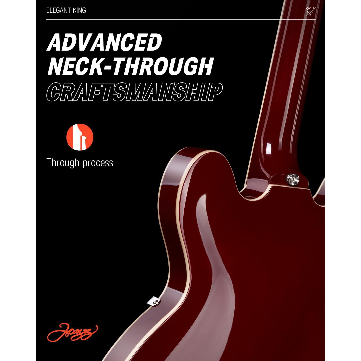 Donner DJP-1000 Semi-Hollow Elektro Gitar (Siyah)
